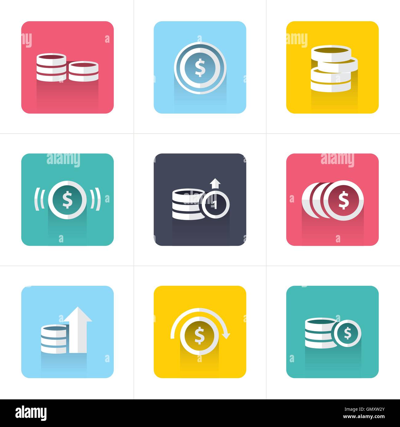 flat icons Coins Icons Set Stock Vector Image & Art - Alamy