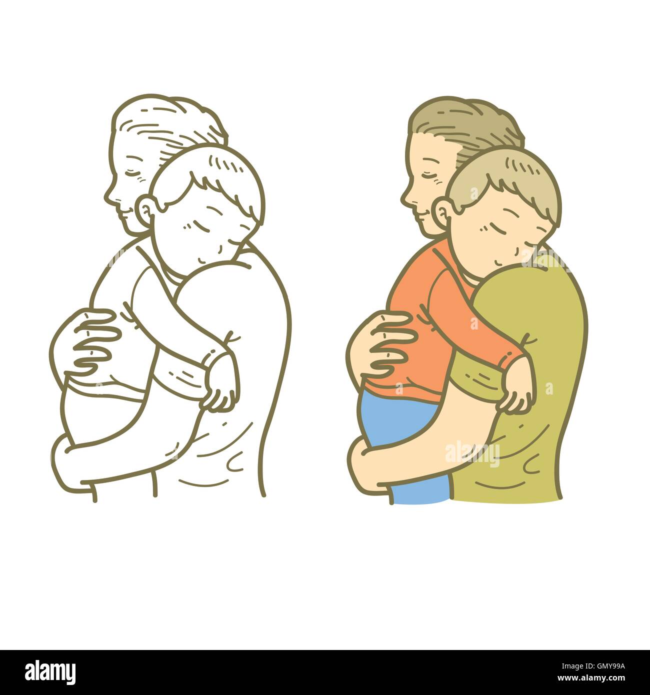 Father hug sleeping child Stock Vector Image & Art - Alamy