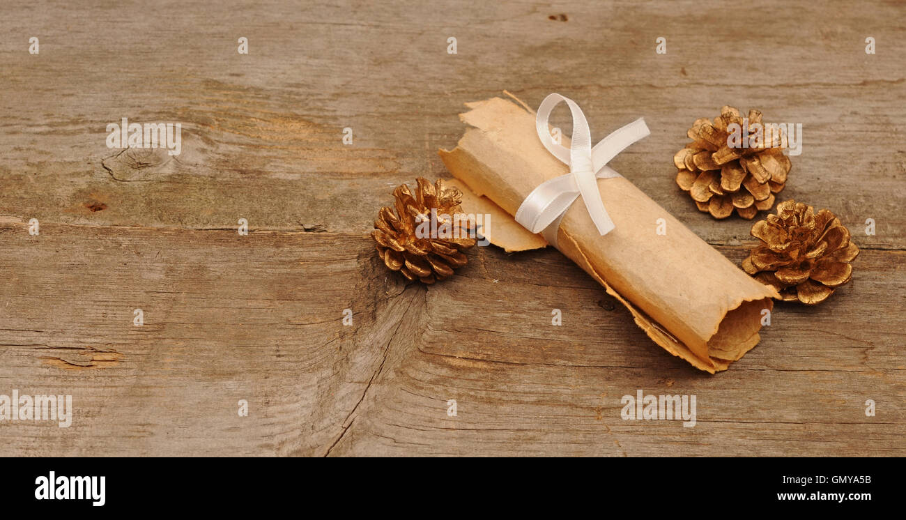 vintage paper roll with gold cones Stock Photo Alamy