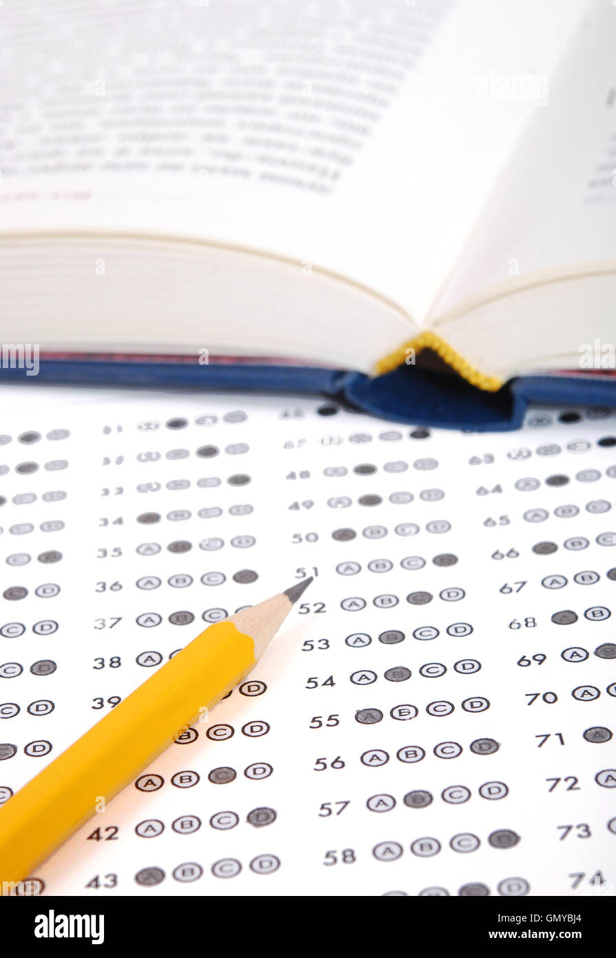 Test score sheet with answers Stock Photo - Alamy