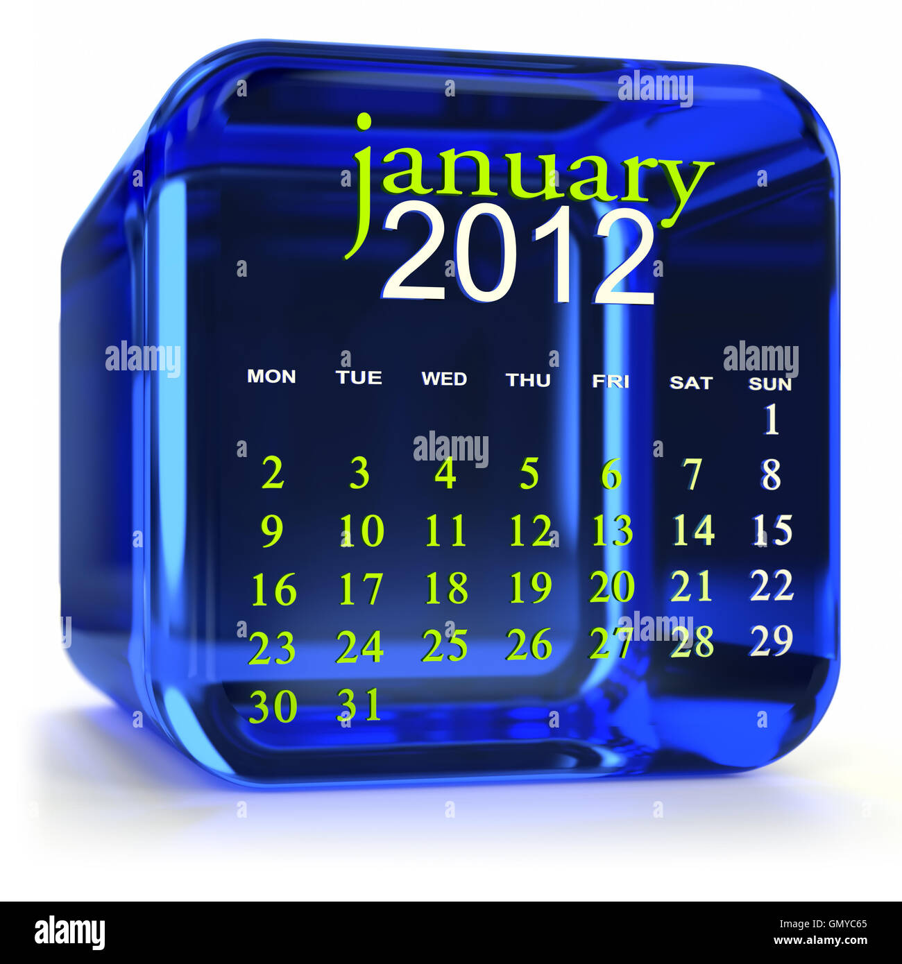 Blue January Calendar Stock Photo