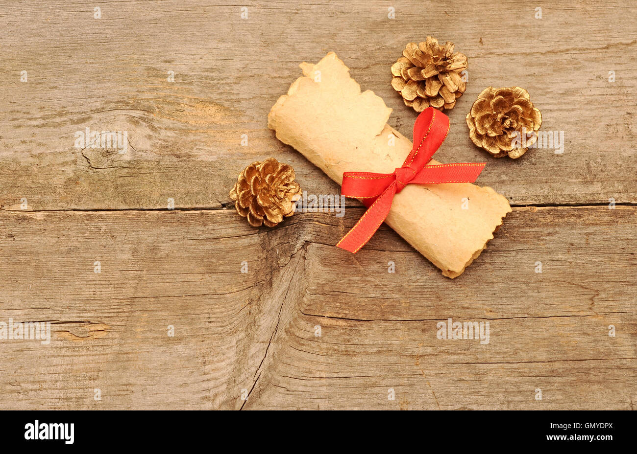 vintage paper roll with gold cones Stock Photo Alamy