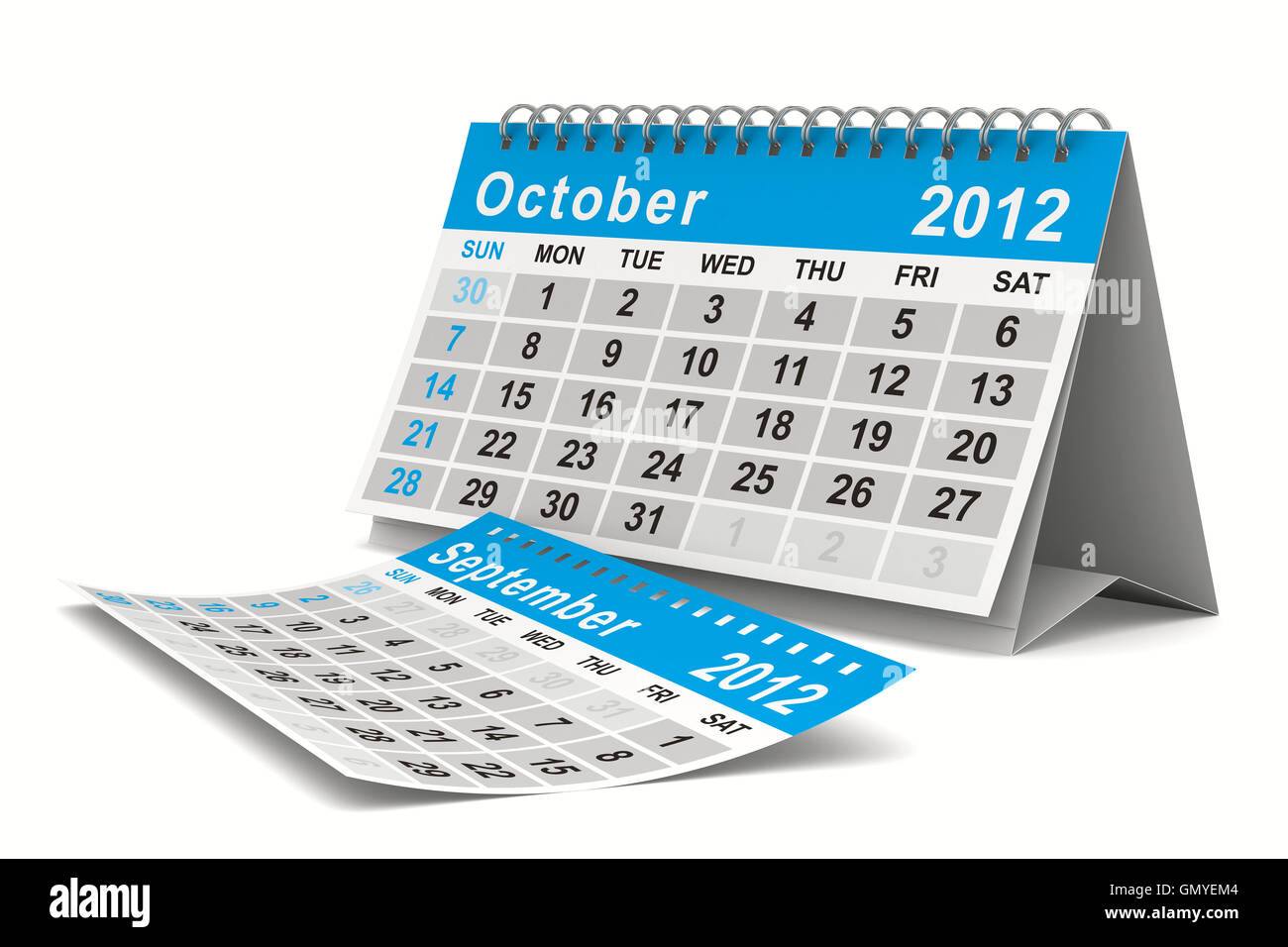 October 2012 2012 year calendar. October. Isolated 3D image Stock Photo - Alamy