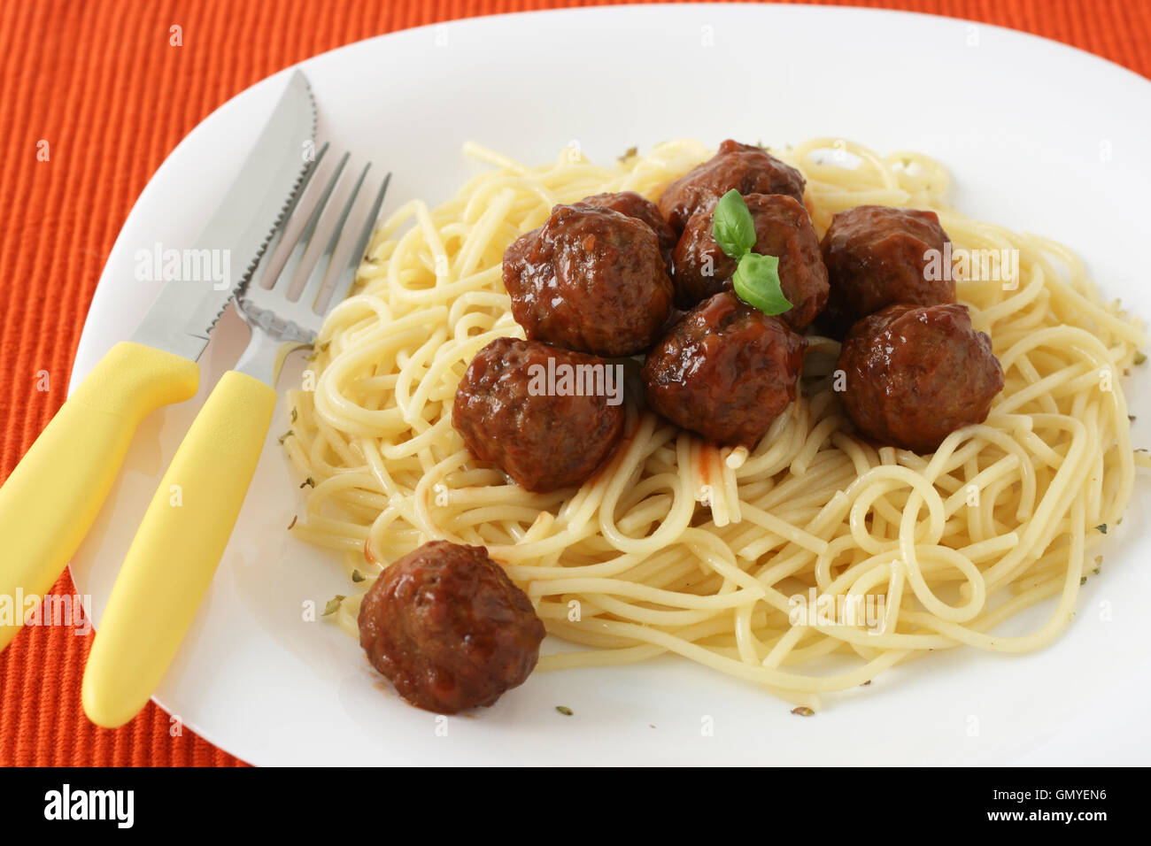 meatballs in spaghetti Stock Photo Alamy