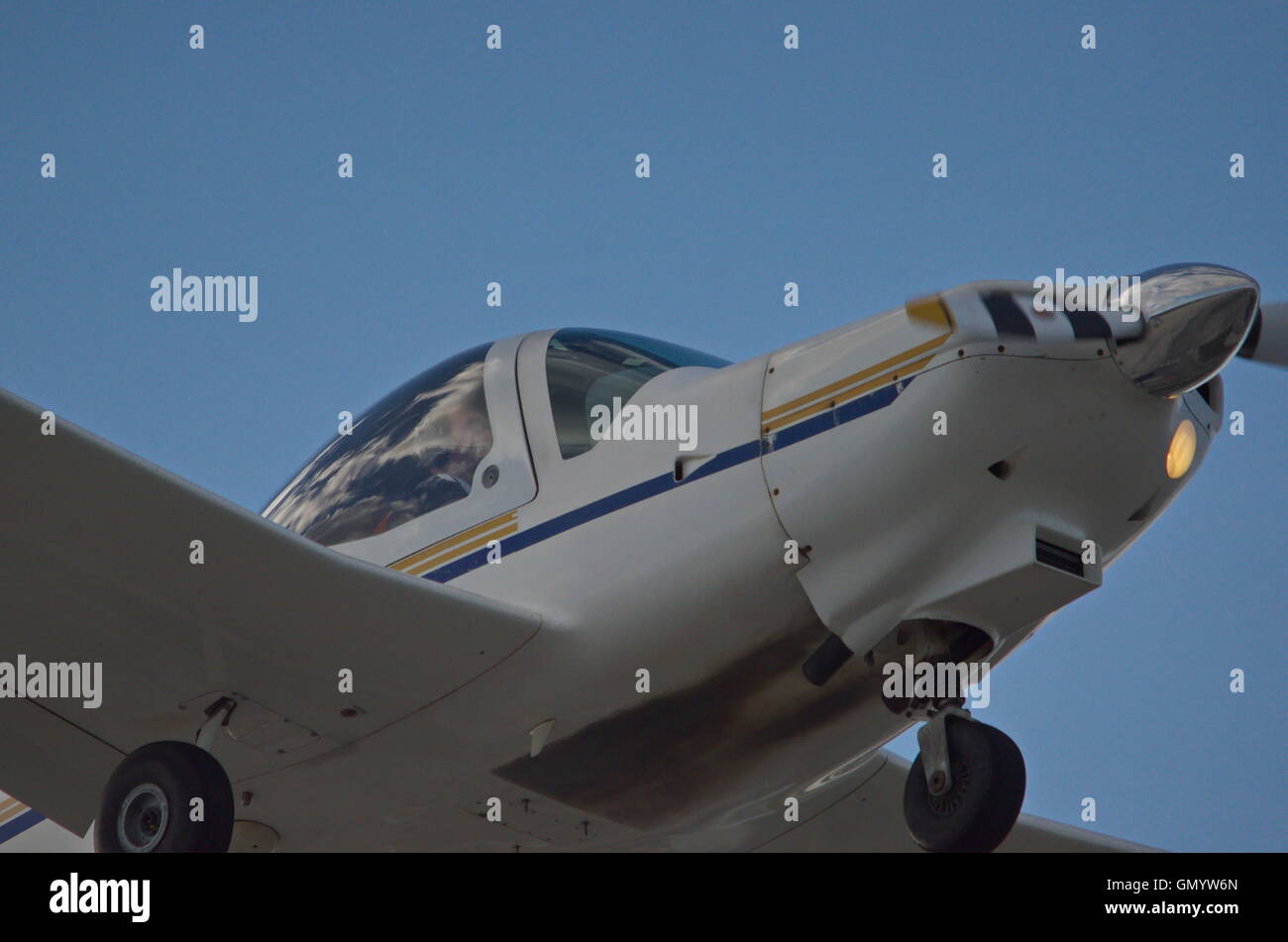 light aircraft coming in to land on a training flight Stock Photo - Alamy