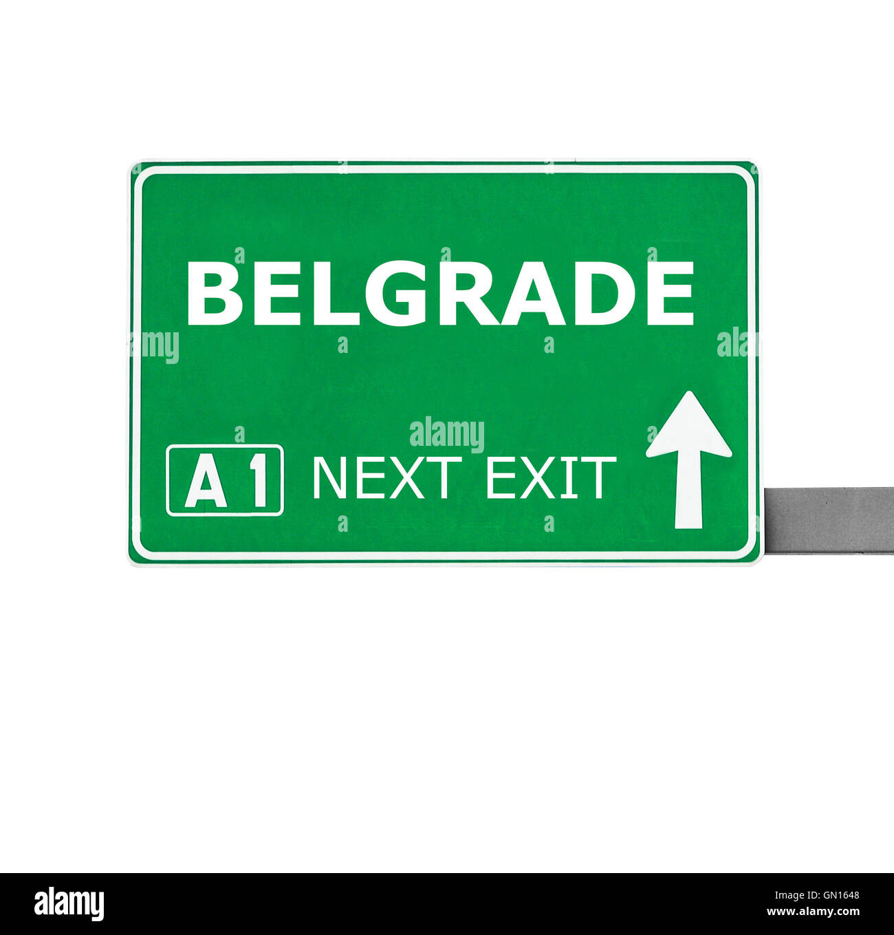 BELGRADE  road sign isolated on white Stock Photo