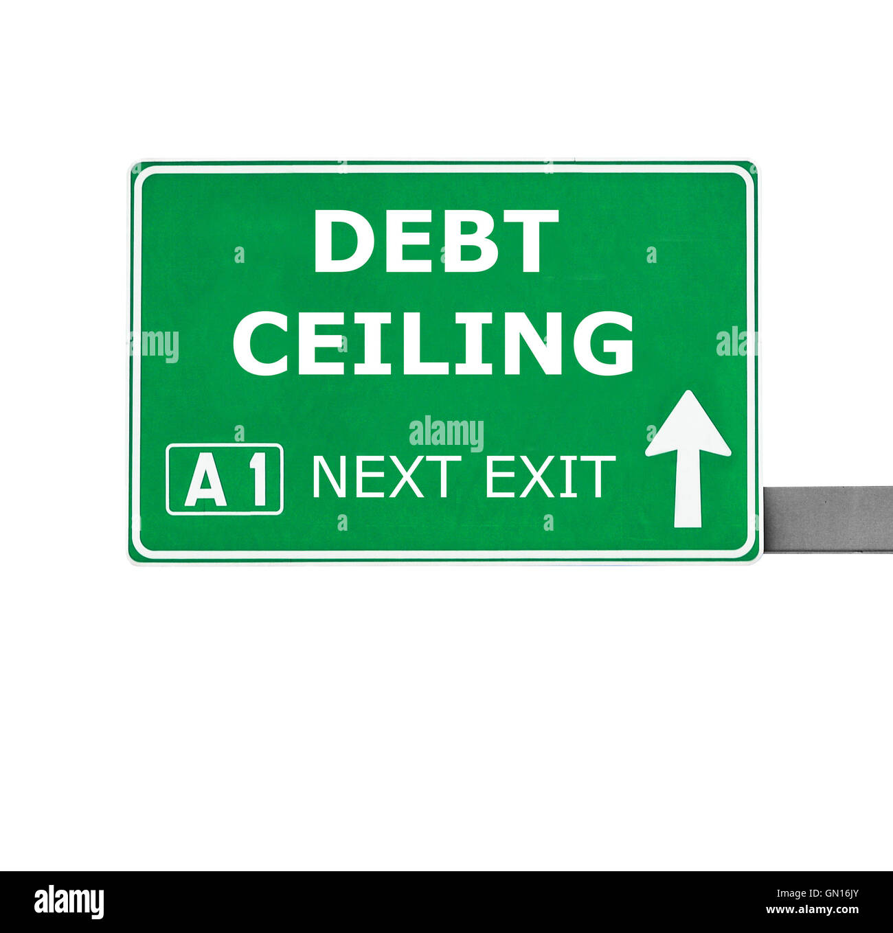 DEBT CEILING road sign isolated on white Stock Photo