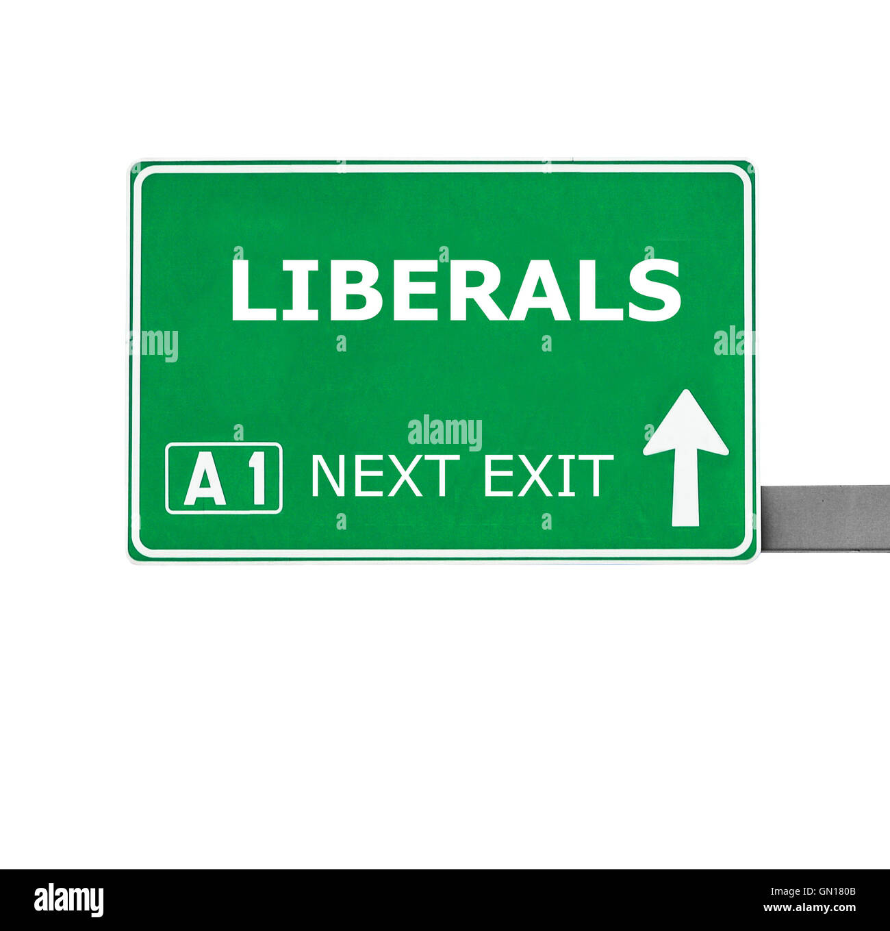 LIBERALS road sign isolated on white Stock Photo