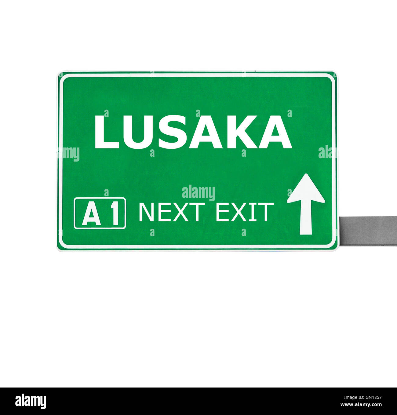 LUSAKA road sign isolated on white Stock Photo Alamy