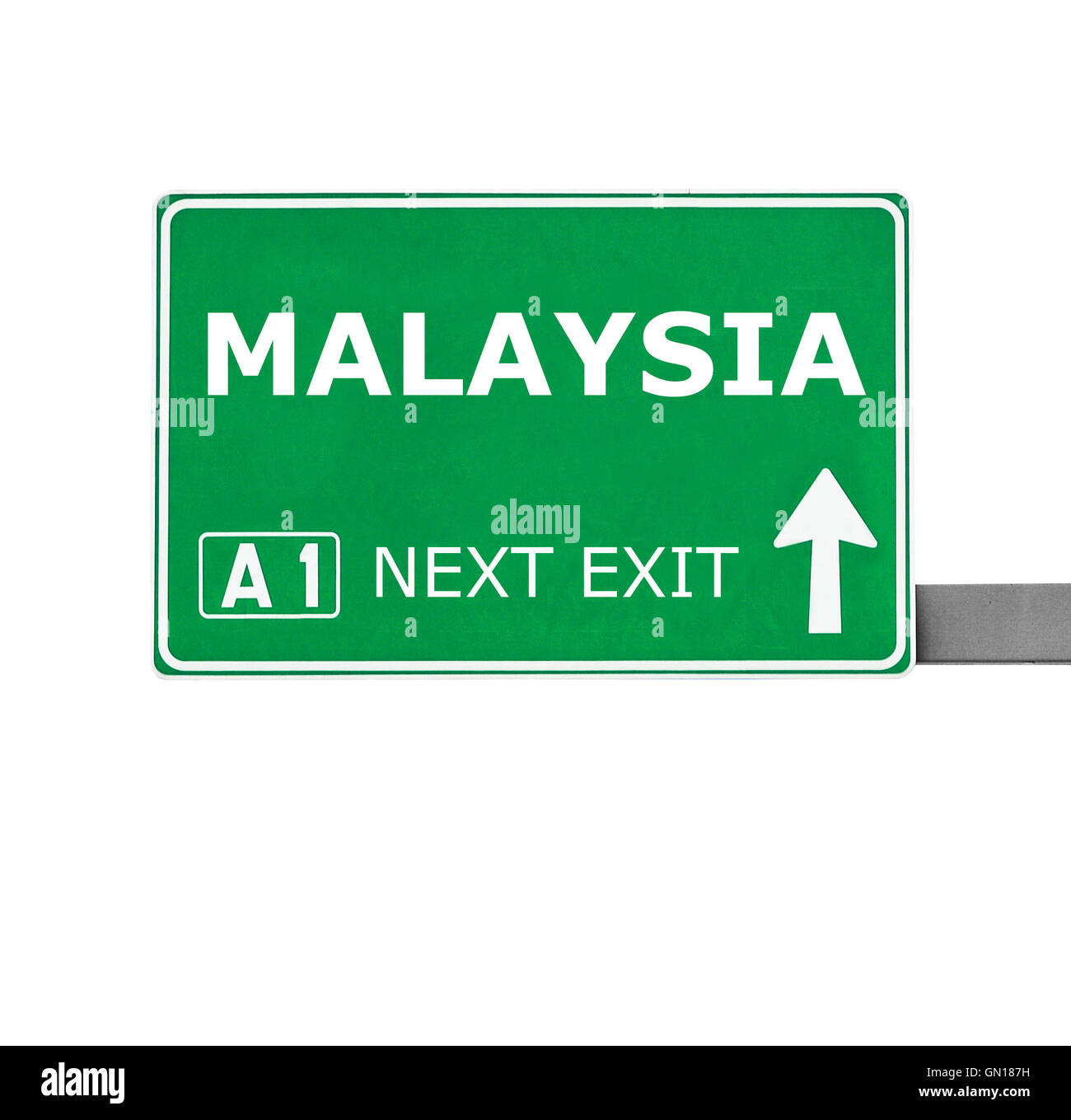 MALAYSIA road sign isolated on white Stock Photo - Alamy