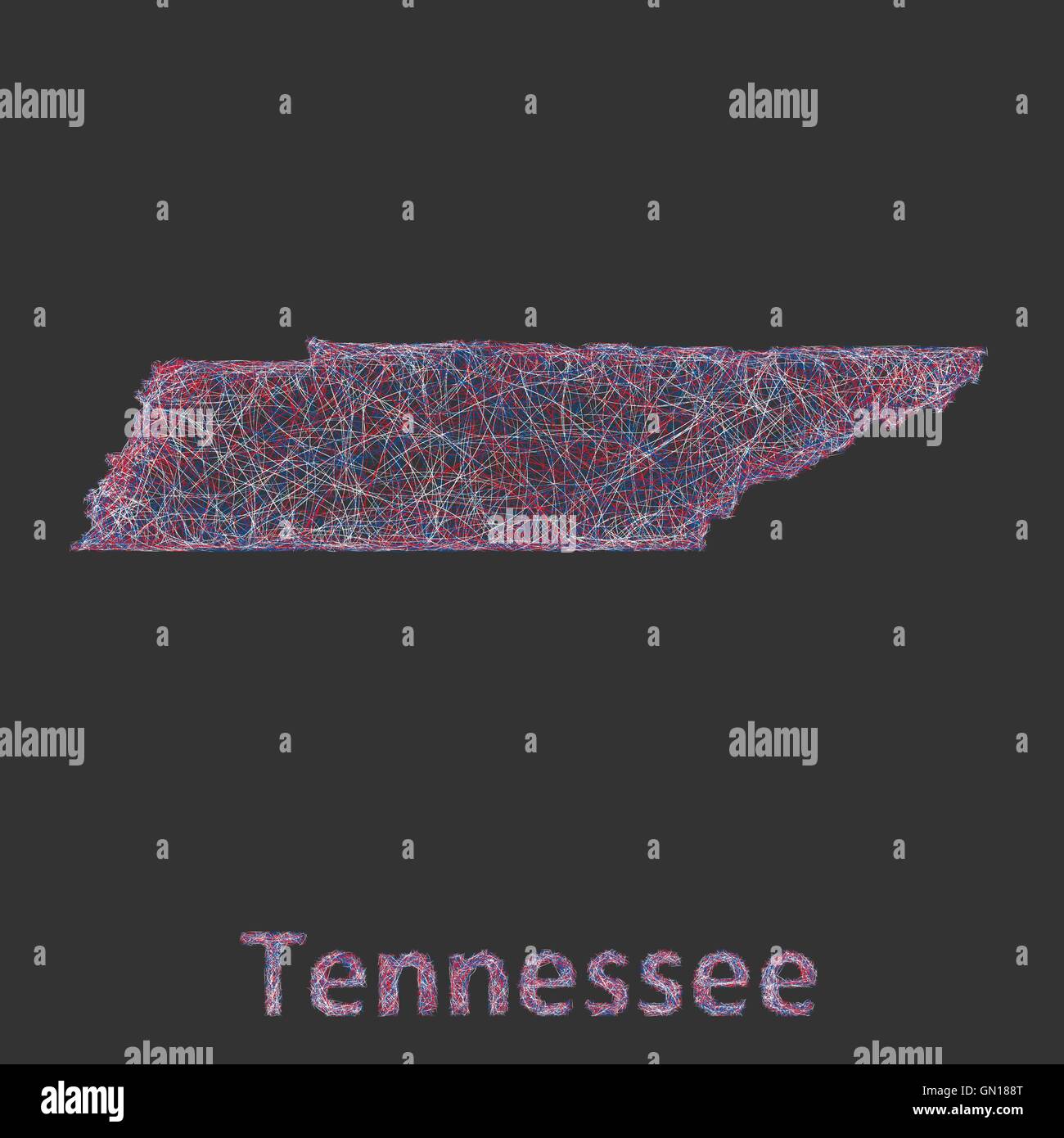 Tennessee line art map Stock Vector