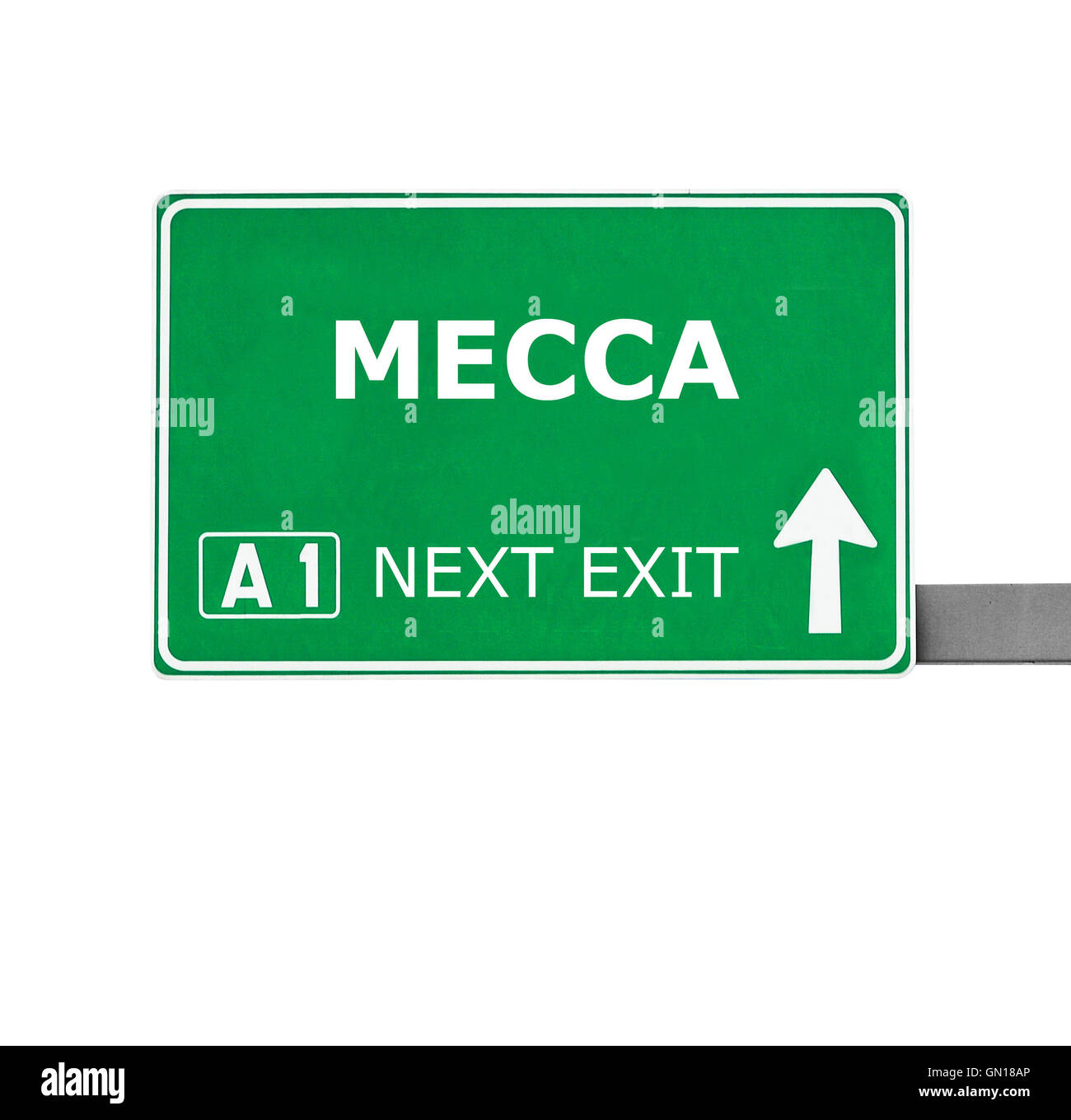 MECCA road sign isolated on white Stock Photo Alamy