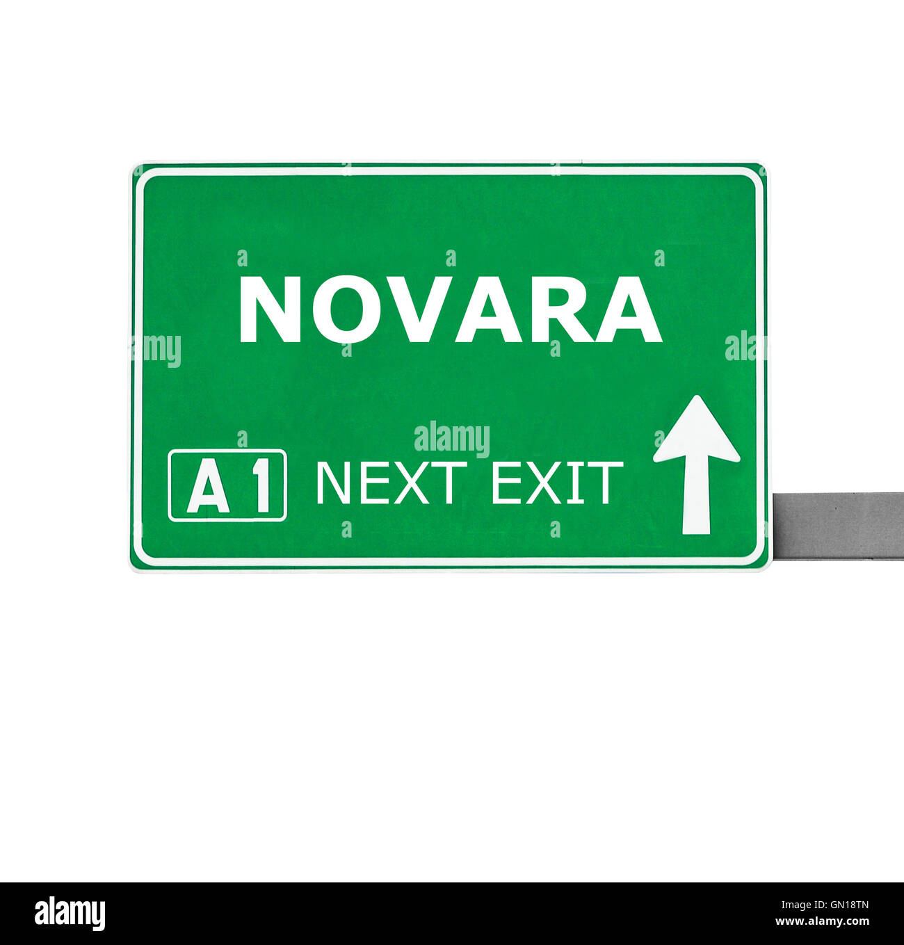 NOVARA road sign isolated on white Stock Photo
