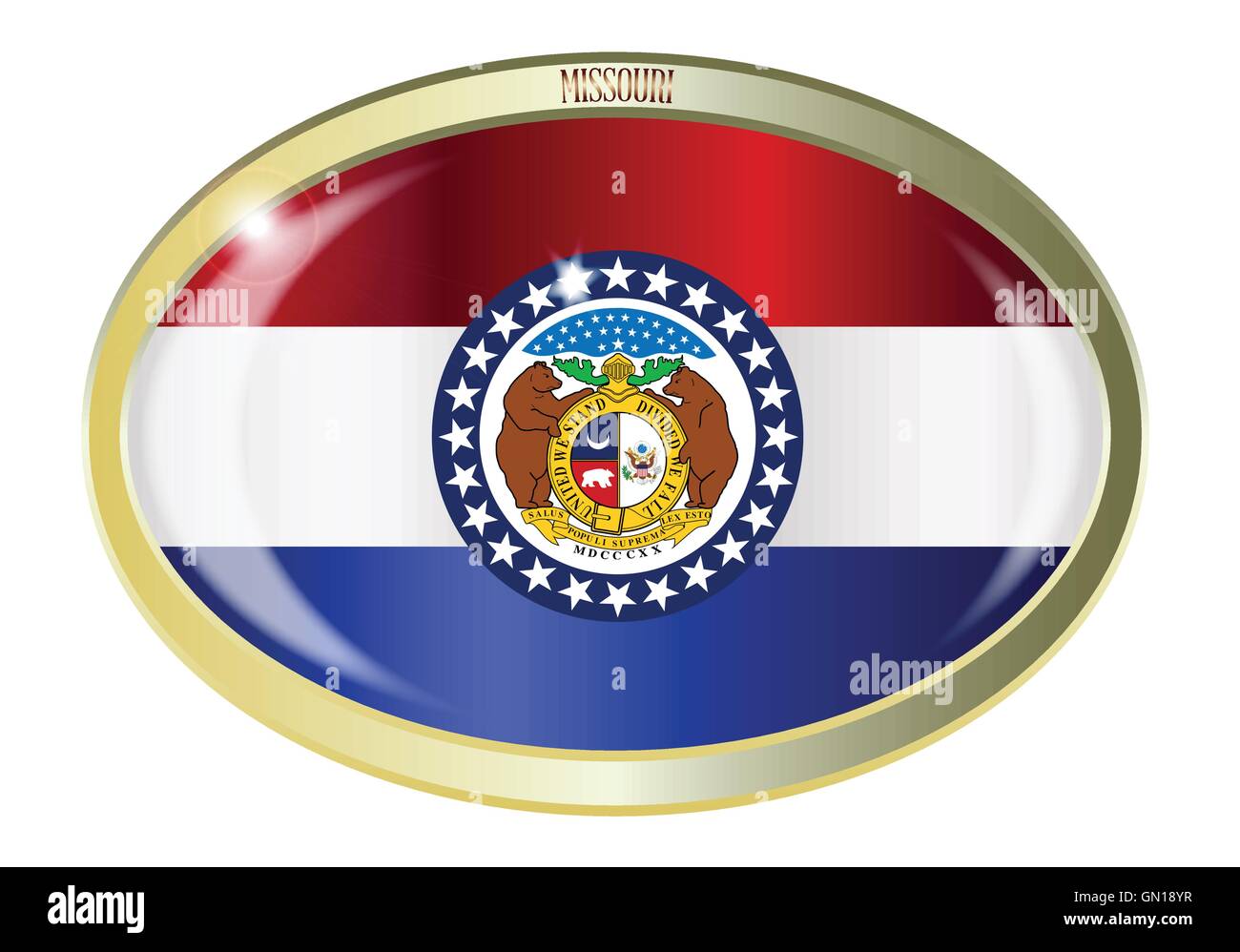 Missouri State Flag Oval Button Stock Vector