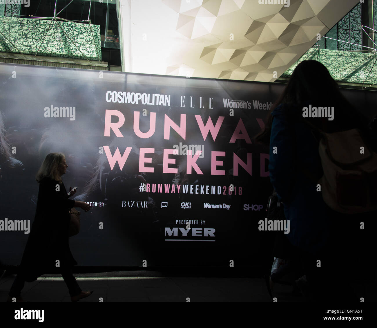 Australia. 27th Aug, 2016. Bauer Media owners of Cosmopolitan, Elle and Women's Weekly magazines and Myer Department Stores held a 'Runway Weekend' at Pitt Street Mall on August 27, 2016, in Sydney, Australia. Credit:  Hugh Peterswald/Pacific Press/Alamy Live News Stock Photo