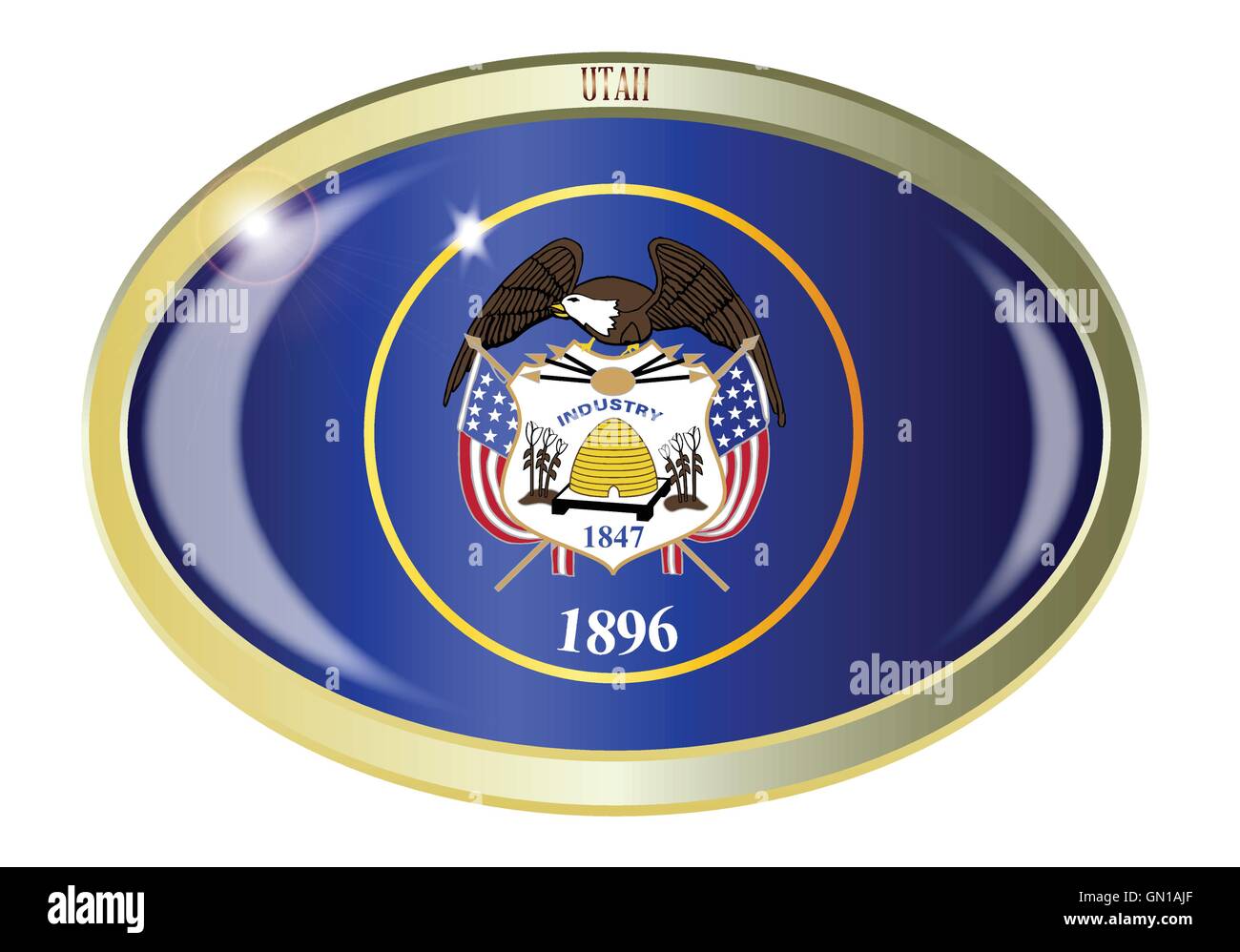 Utah State Flag Oval Button Stock Vector