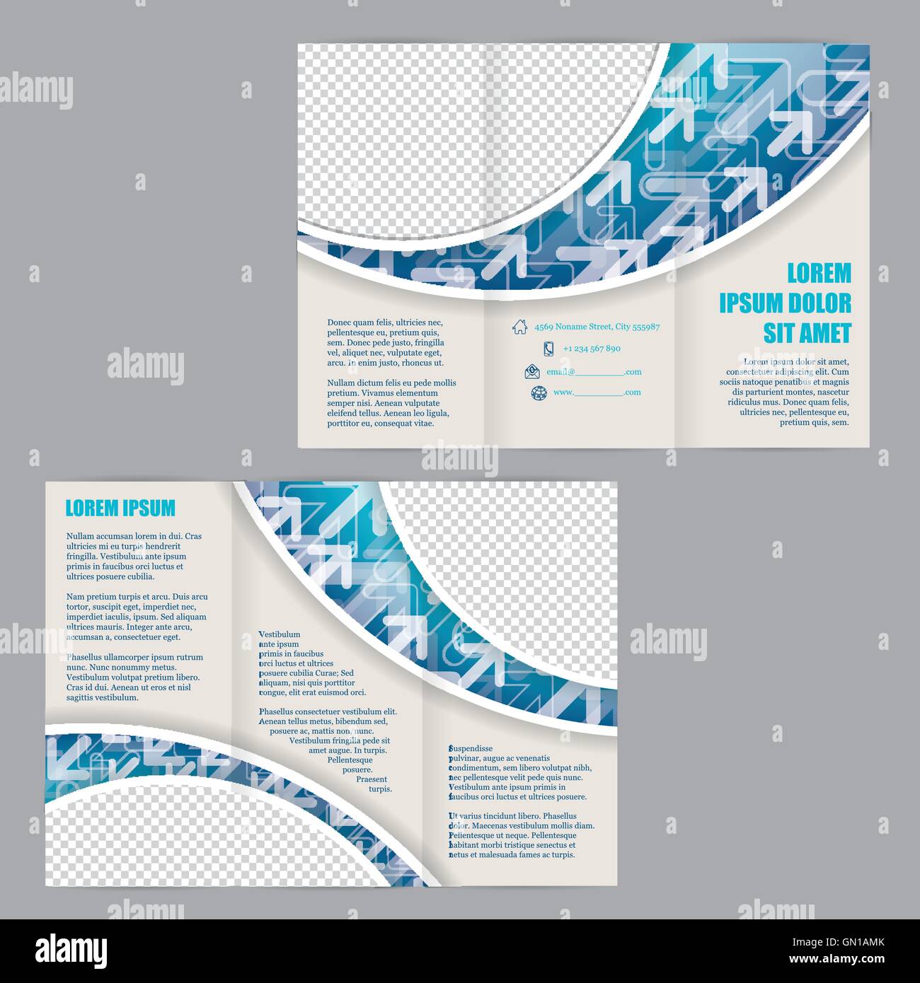 Tri fold Flyer Template With Arrows On Blue Wave Stock Vector Image tri-fold-flyer-template-with-arrows-on-blue-wave-stock-vector-image