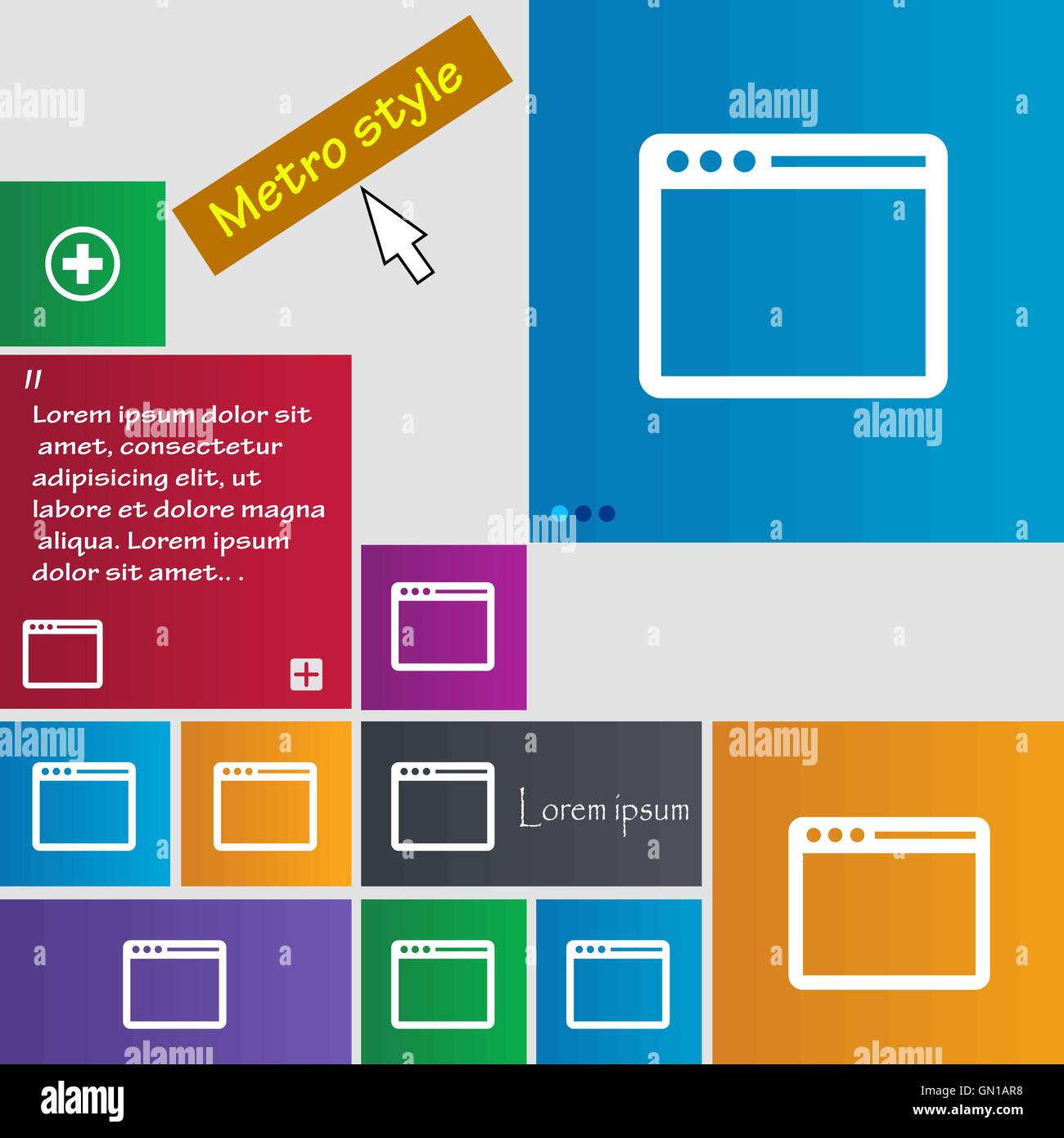 Simple Browser window icon sign. buttons. Modern interface website