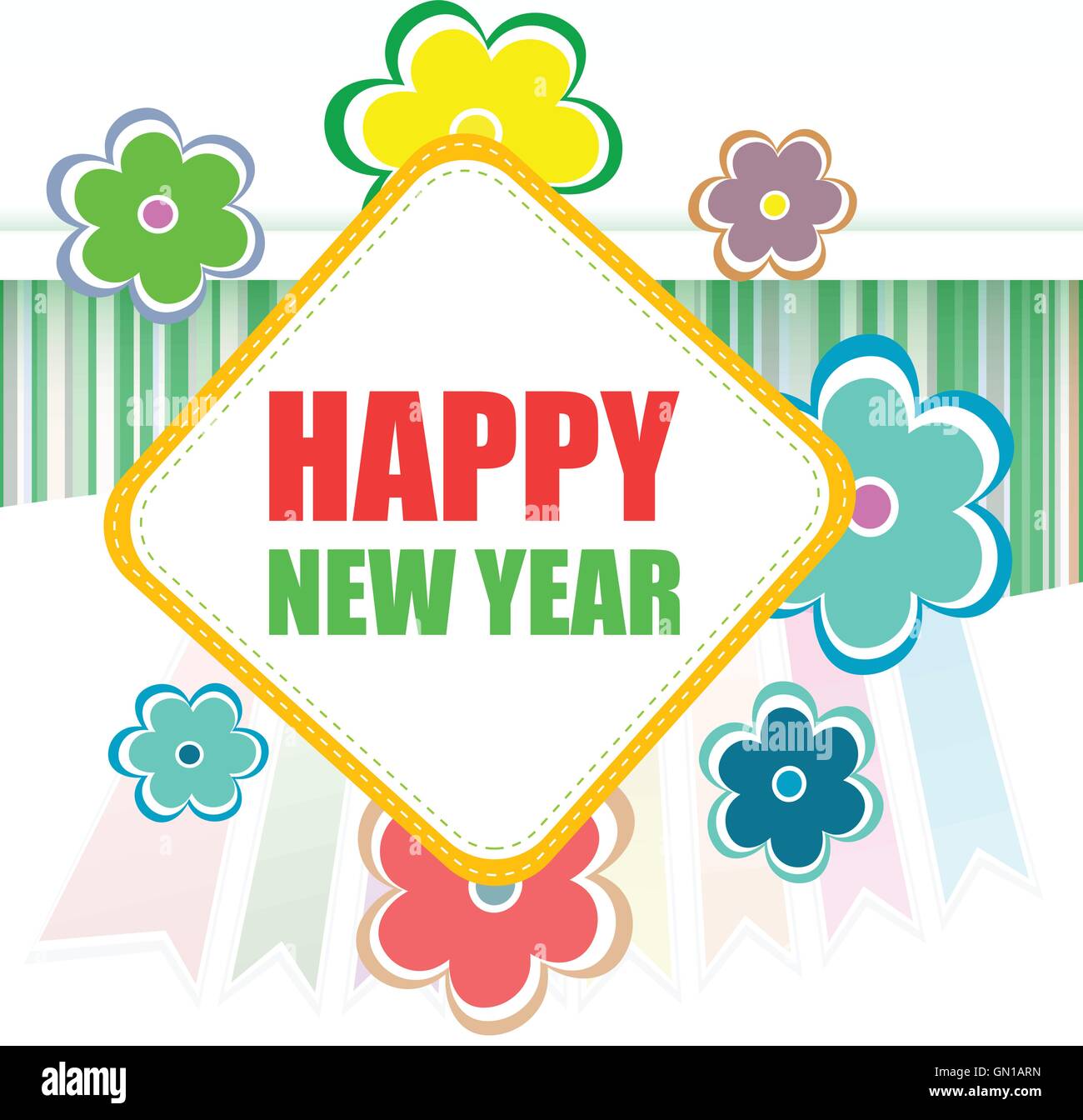Happy New Year lettering Greeting Card. Vector illustration Stock ...