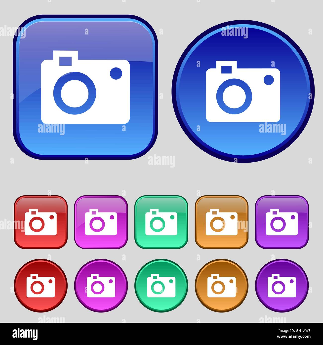 camera icon sign. A set of twelve vintage buttons for your design ...