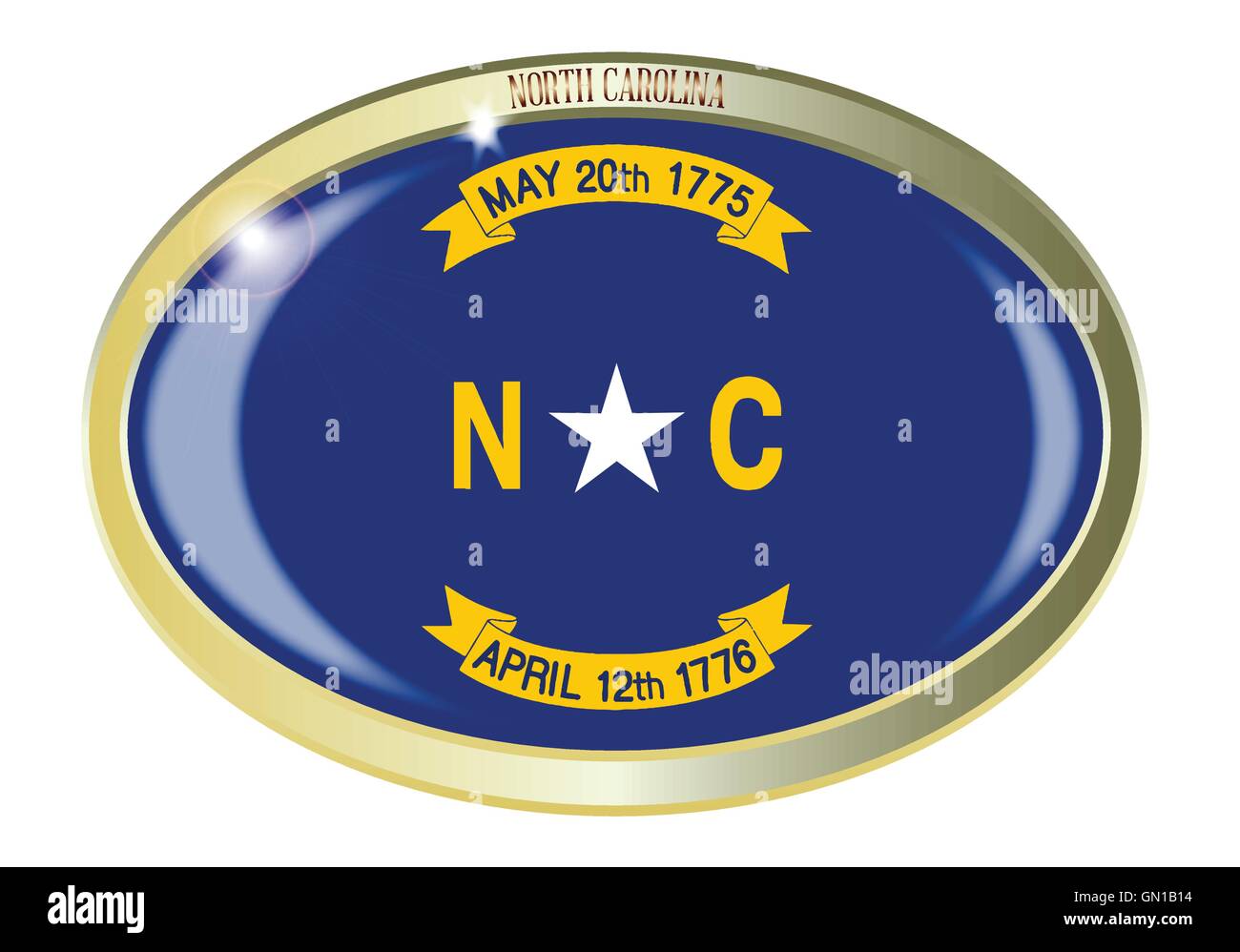North Carolina State Flag Oval Button Stock Vector