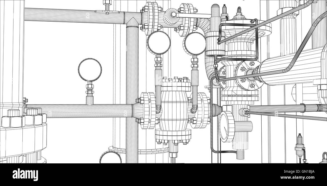 Illustration of equipment for heating system Stock Vector