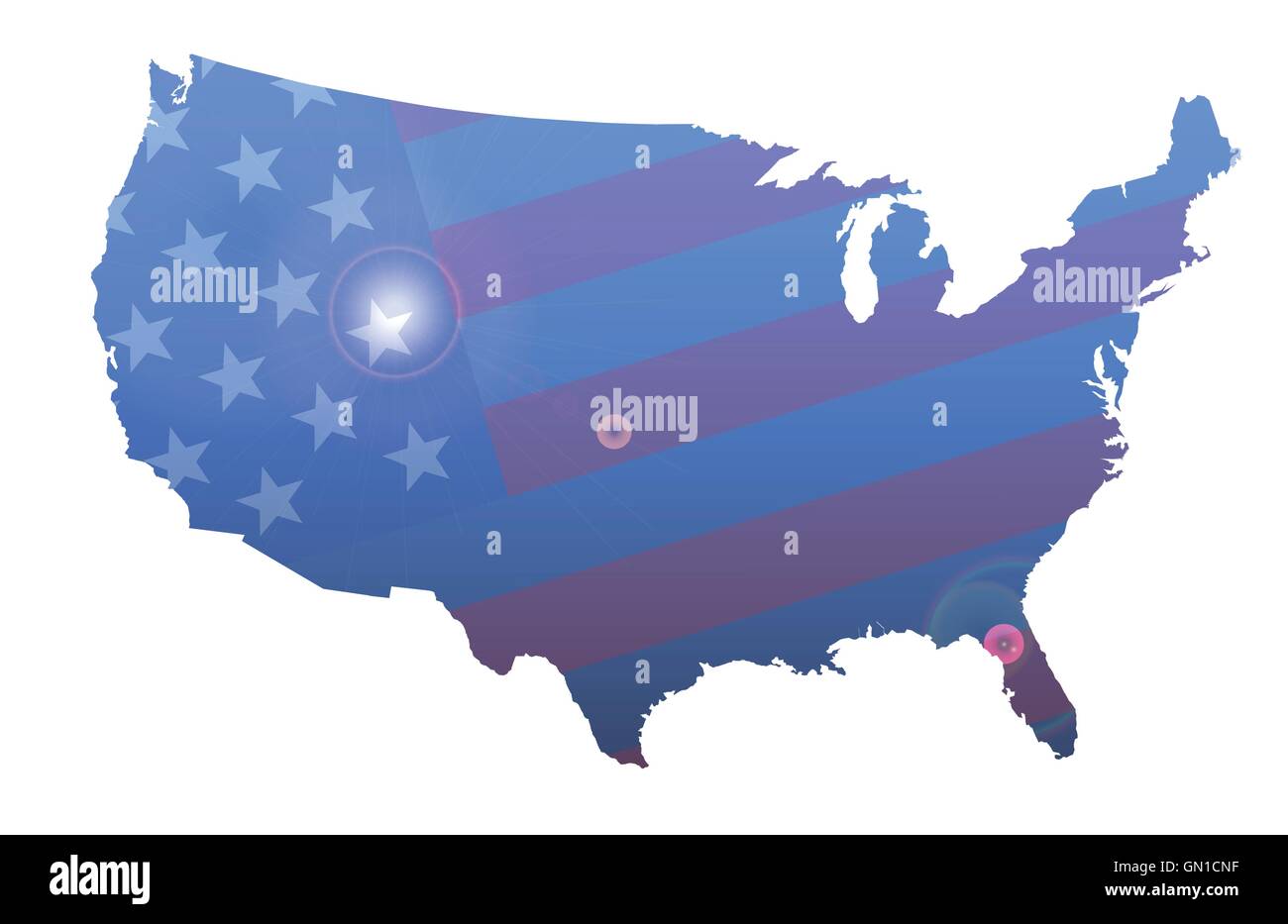 United States Outline Map And Flag Stock Vector