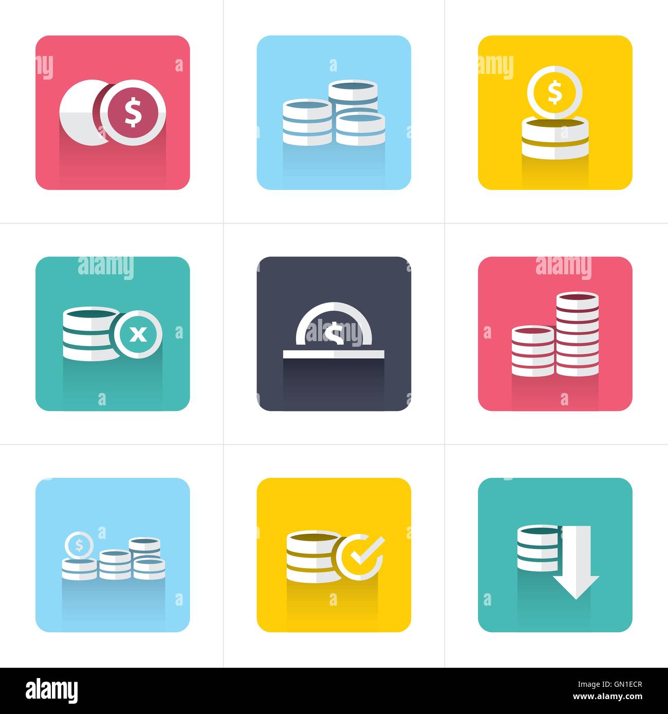 flat icons Coins Icons Set Stock Vector Image & Art - Alamy