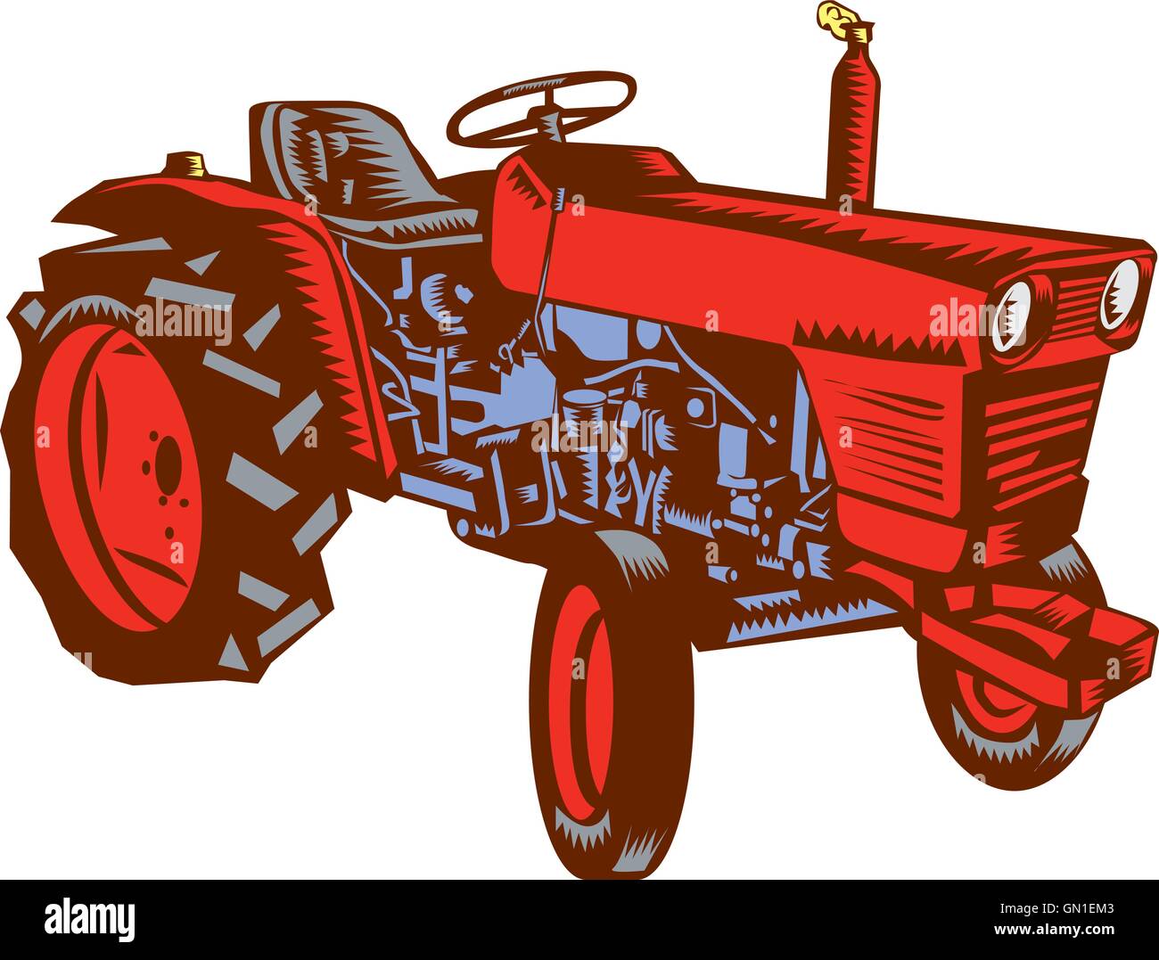 Vintage Farm Tractor Side Woodcut Stock Vector Image & Art - Alamy