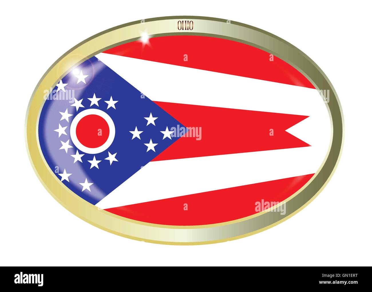 Ohio State Flag Oval Button Stock Vector
