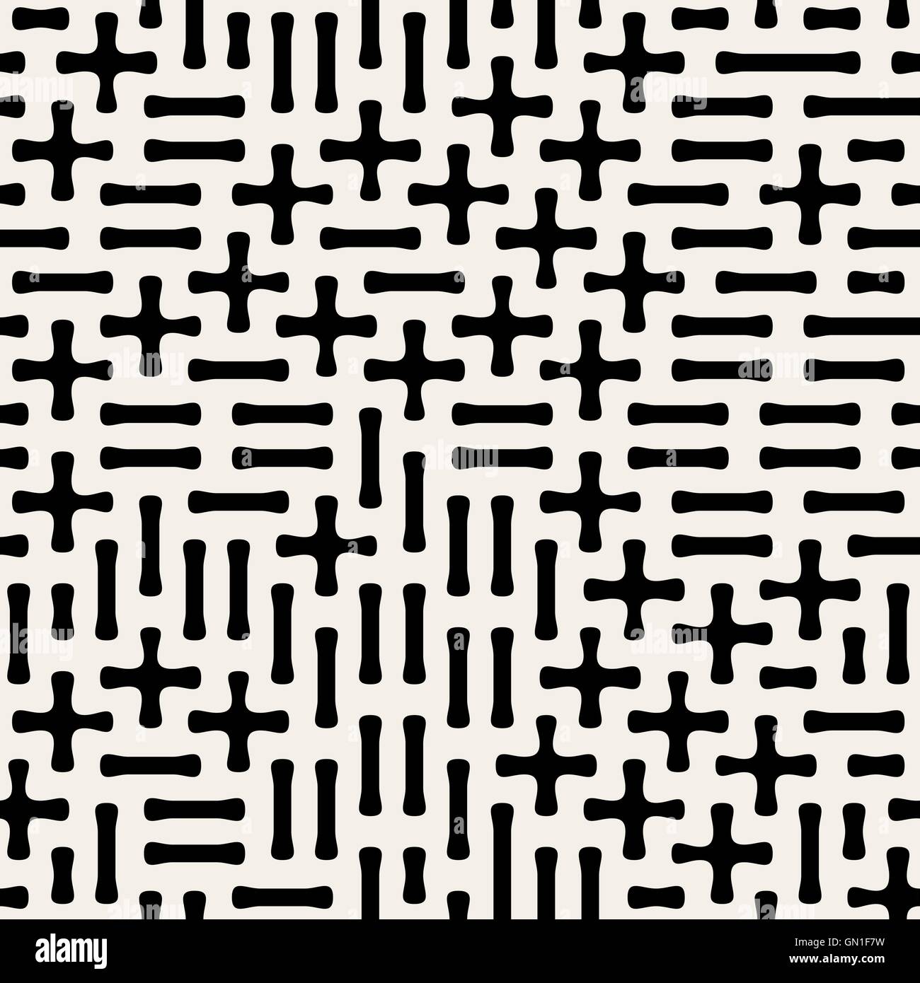 Seamless Black White Vector Geometric Plus Minus Shape Pattern Stock ...