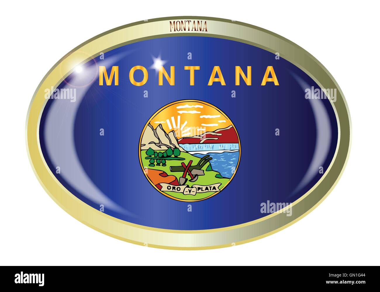 Montana State Flag Oval Button Stock Vector