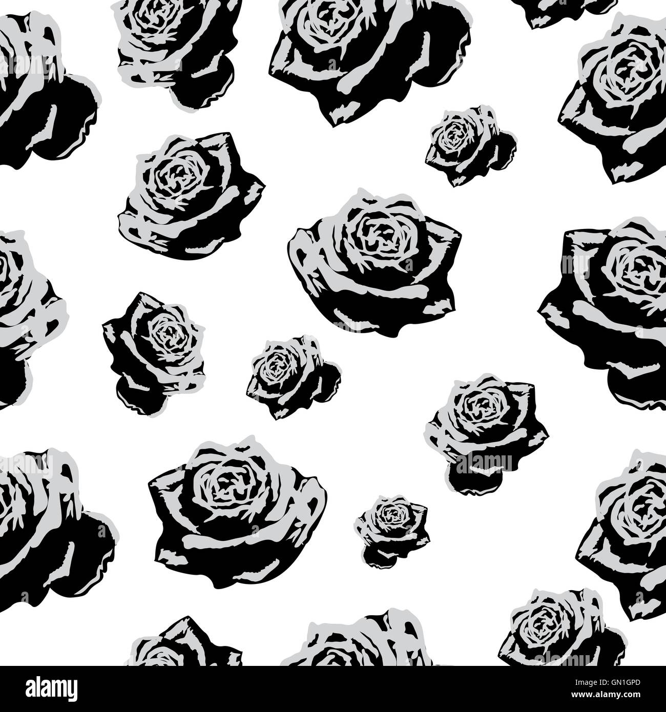 Seamless pattern black and white flowers roses Stock Vector Image & Art Alamy