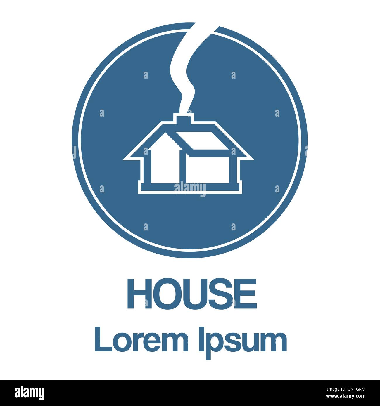 House in blue circle logo creative template Stock Vector