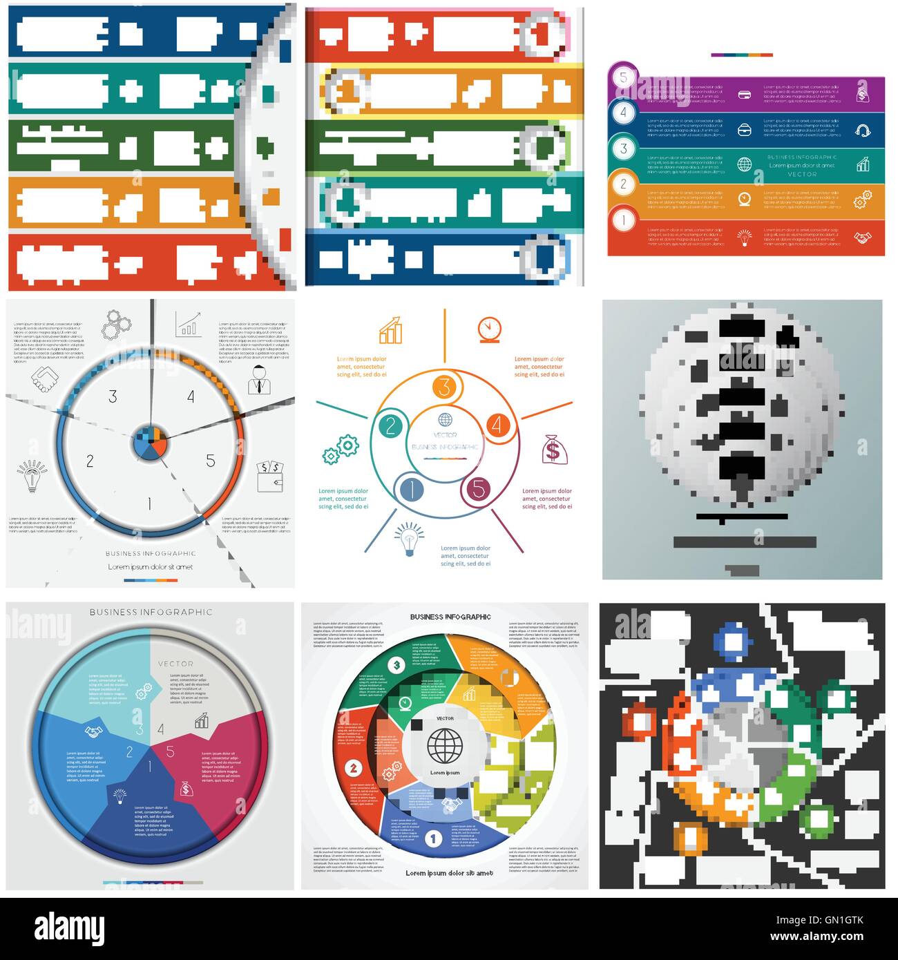 Set Templates Infographics For Business Conceptual Cyclic Processes On Five Positions Stock 0402