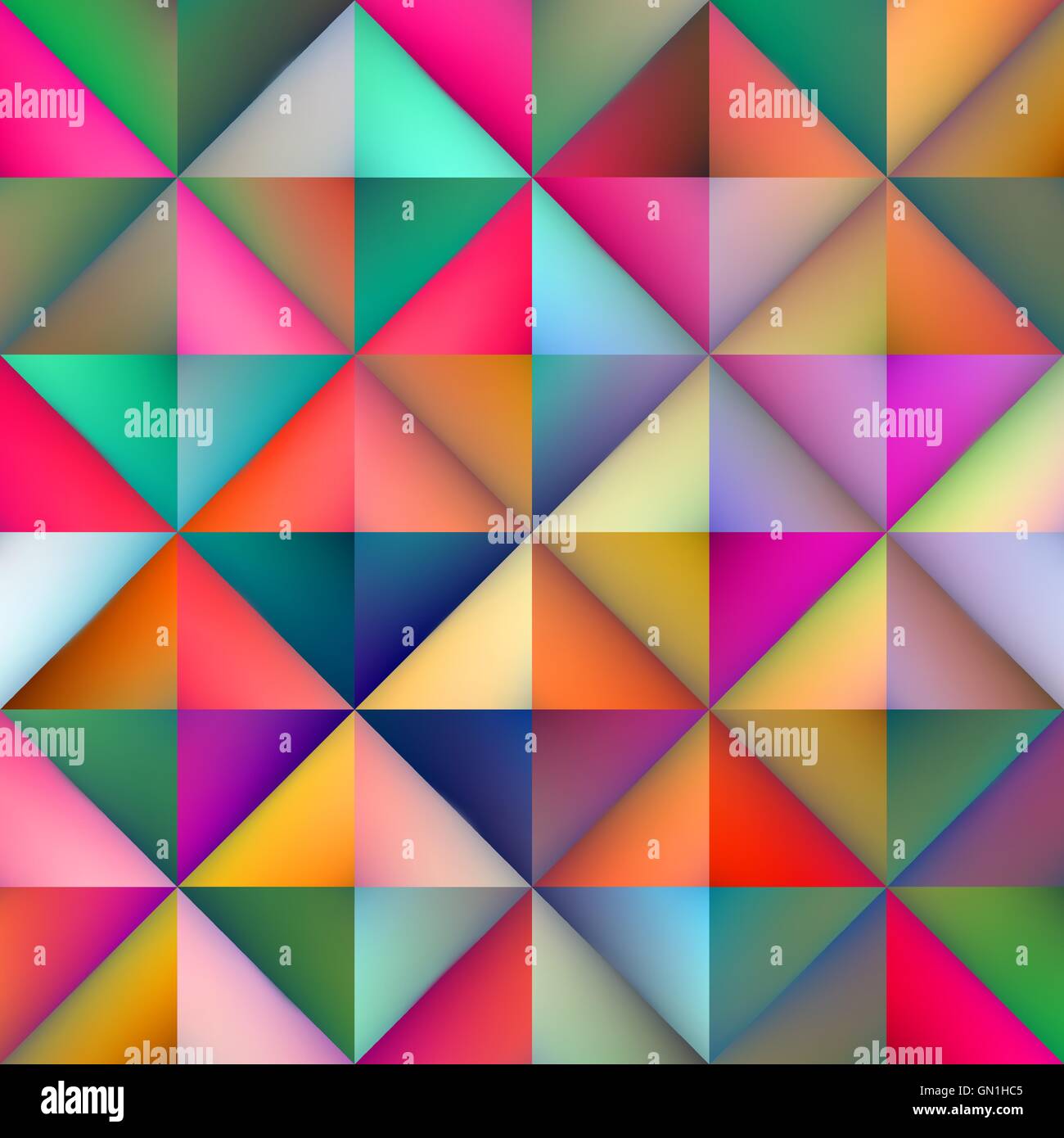 Vector Seamless Multicolor Gradient Triangle Square Tiles Geometric Pattern Stock Vector
