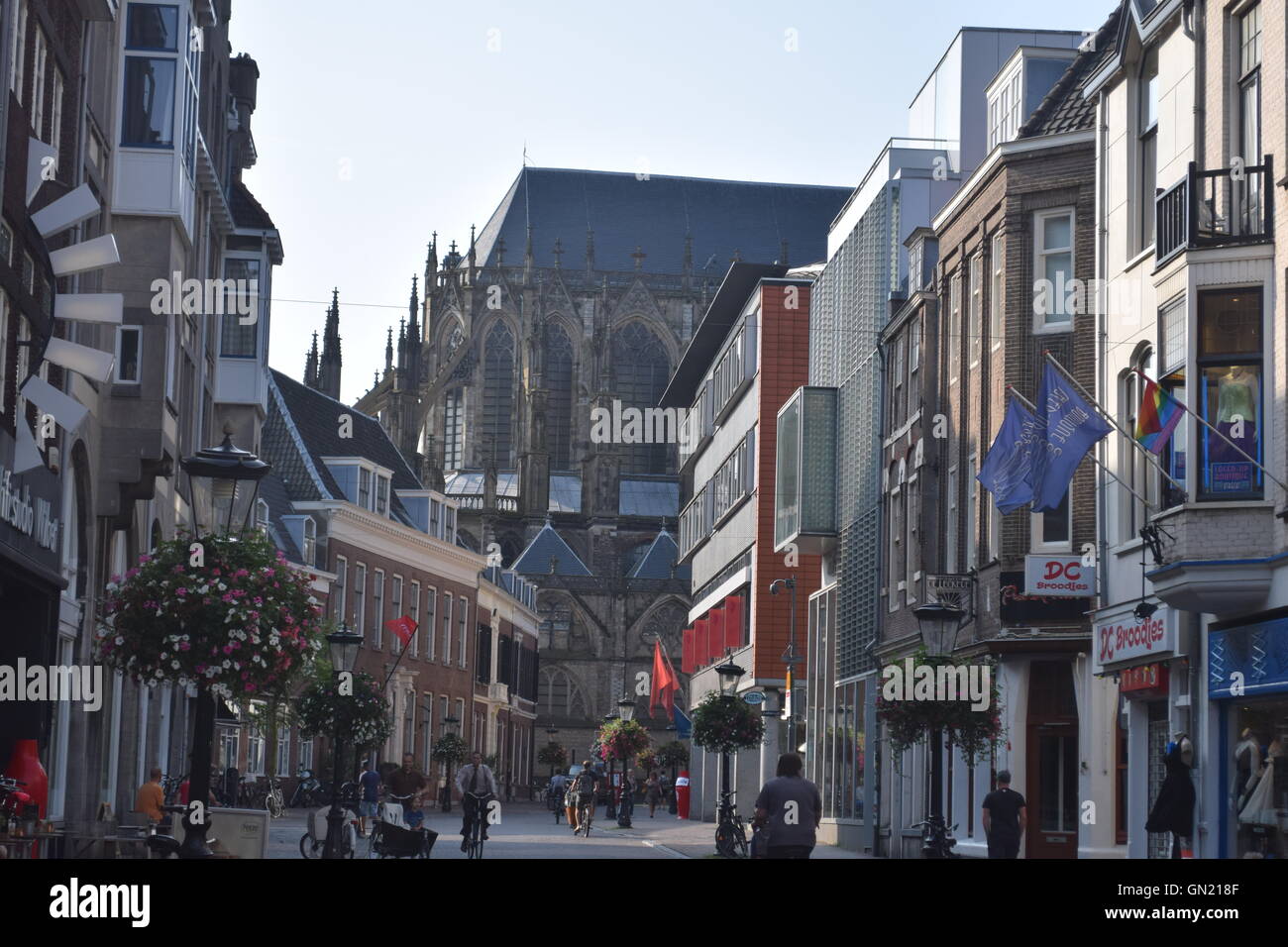 small street leading to the Dom Church, in Utrecht, The Netherlands Stock Photo