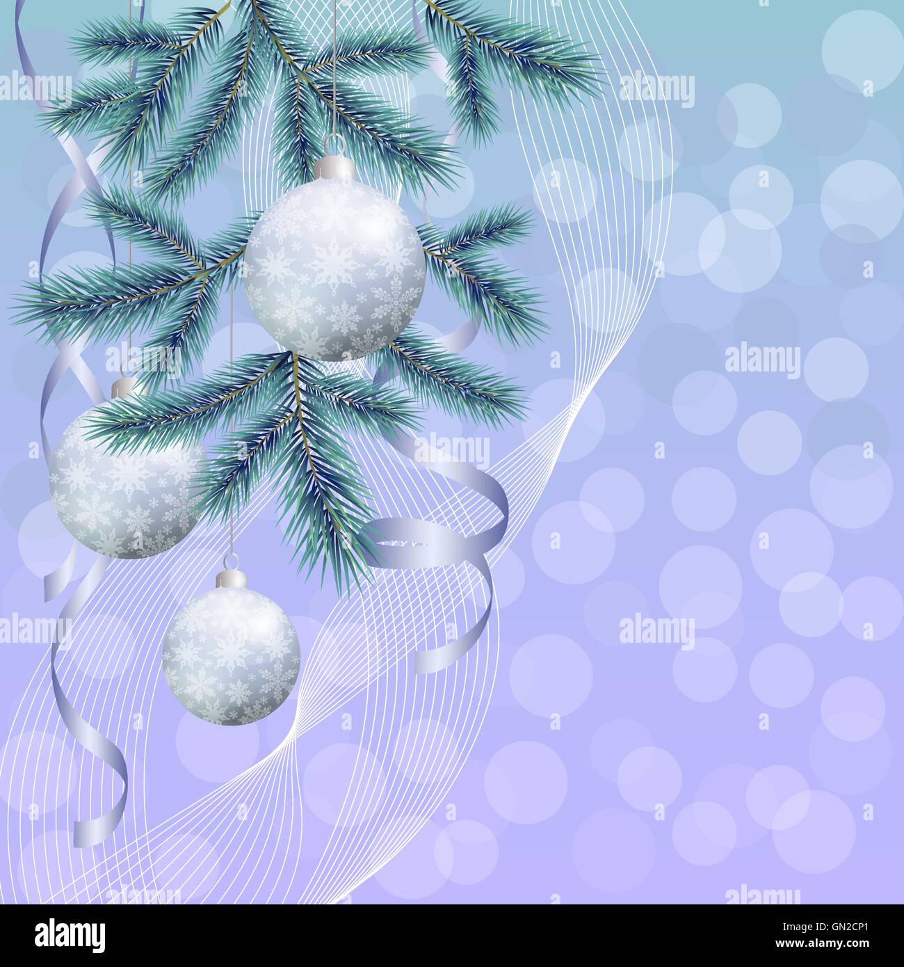 Christmas Background with Fir and Balls Stock Vector Image & Art - Alamy
