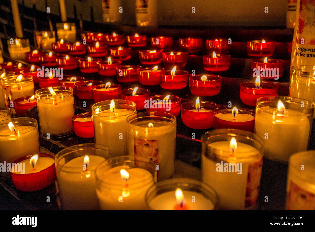 Candles in a cathedral in France Stock Photo Alamy