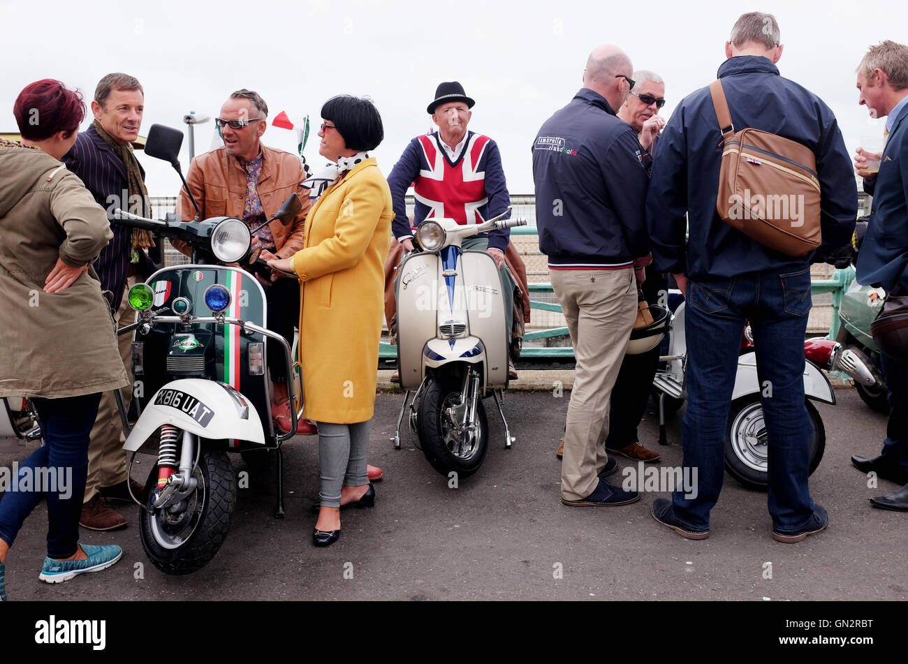 Brighton, UK. 28th August, 2016. Thousands of mods and their scooters