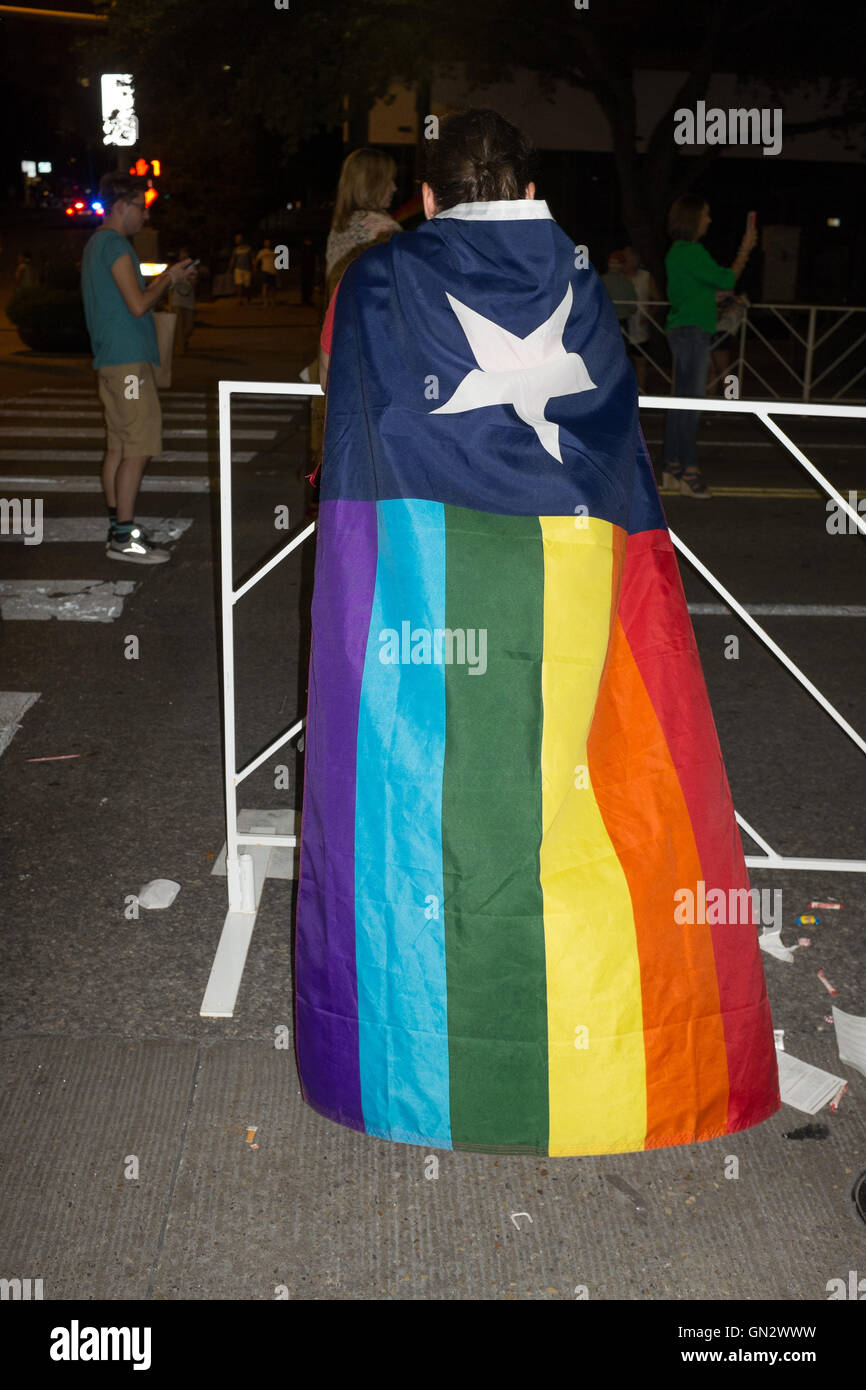August 27, 2016 A woman clad in a Texas pride flag at the annual