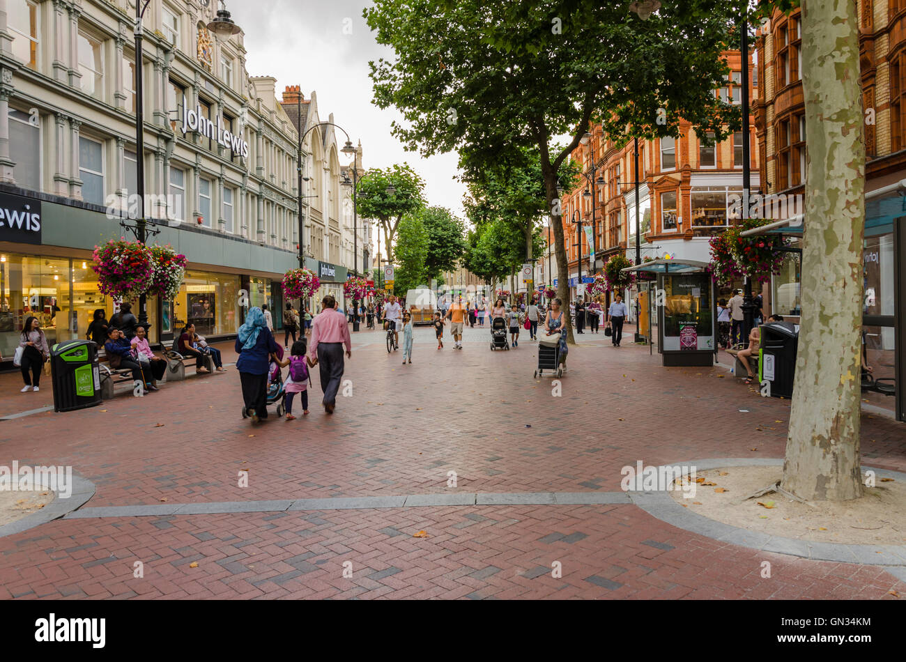 Broad Street in Reading is the main shopping street in the town centre. Stock Photo