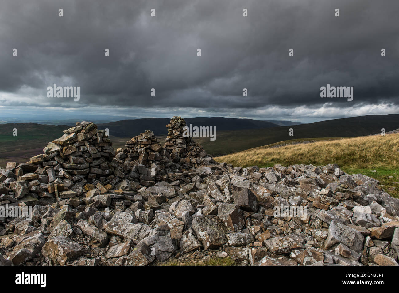The Three Men of Gragareth above Leck Fell House in The Yorkshire Dales Stock Photo
