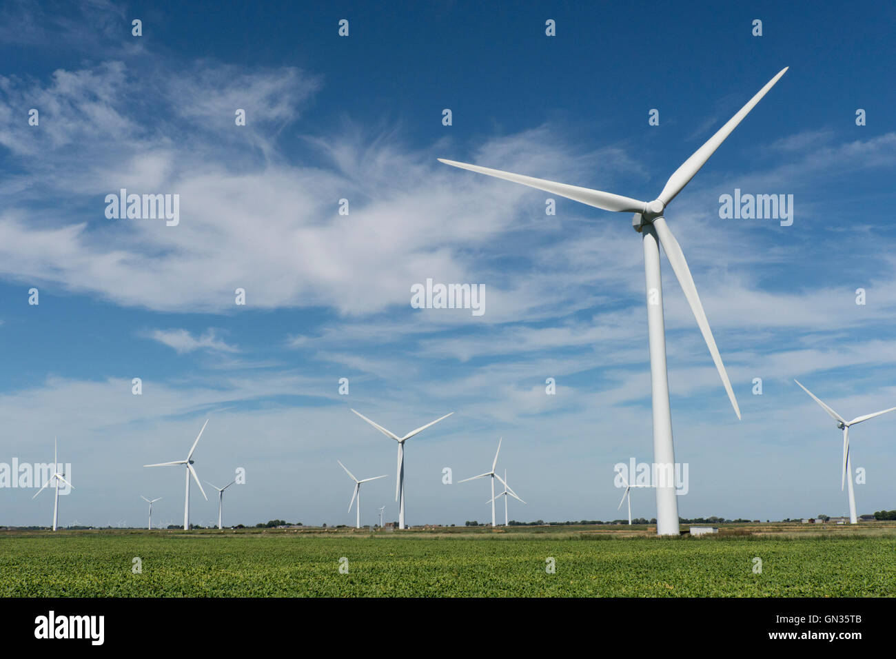 High Fenn Wind Farm Warboys Cambridge Stock Photo