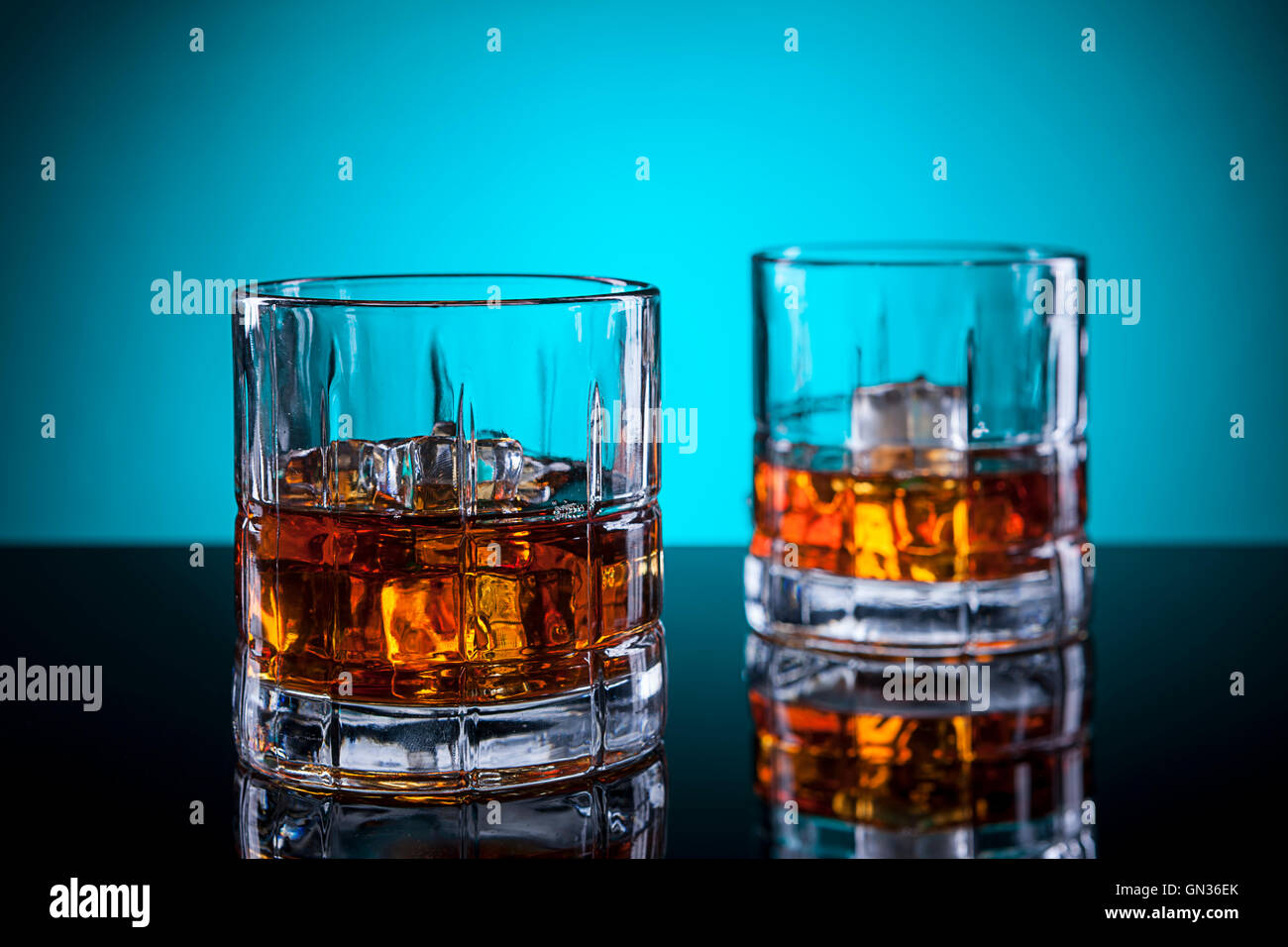 Two glasses of liquor. Stock Photo