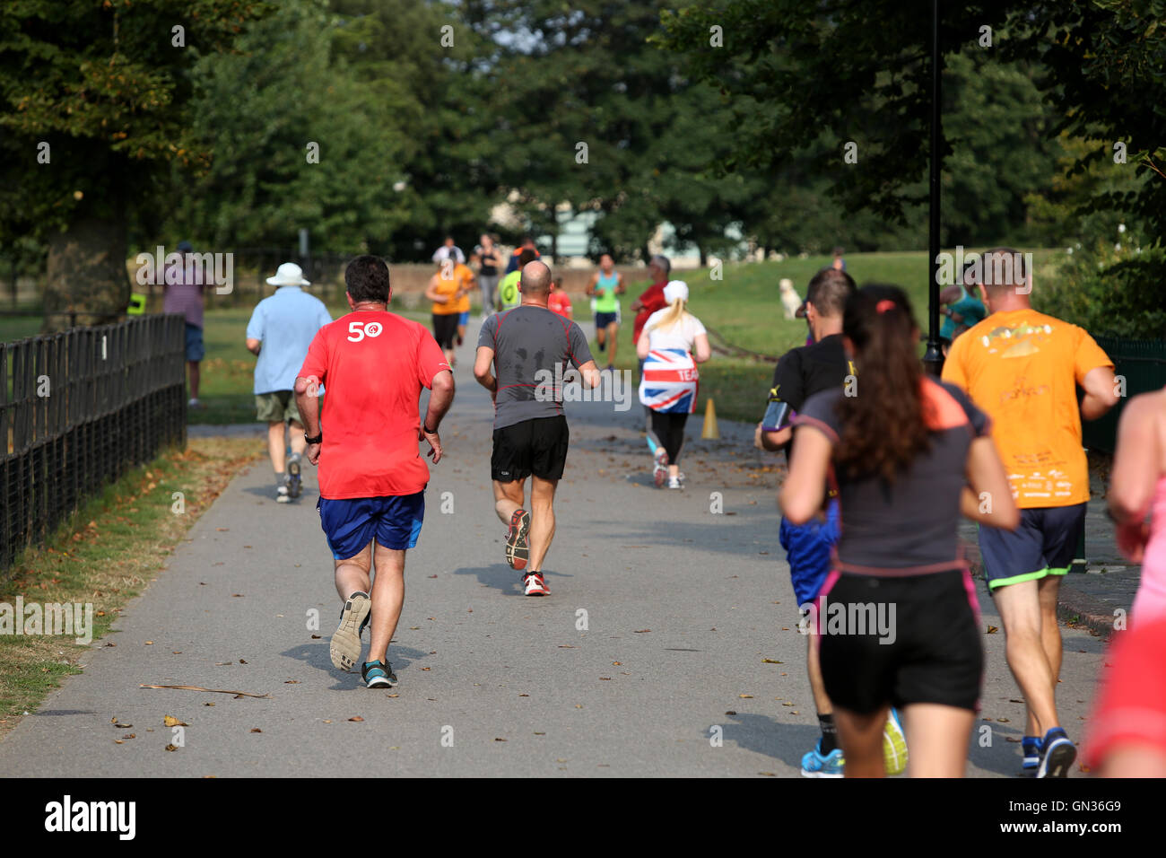 General views of Parkrun taking place in Hotham Park, Bognor Regis, West Sussex, UK. Stock Photo