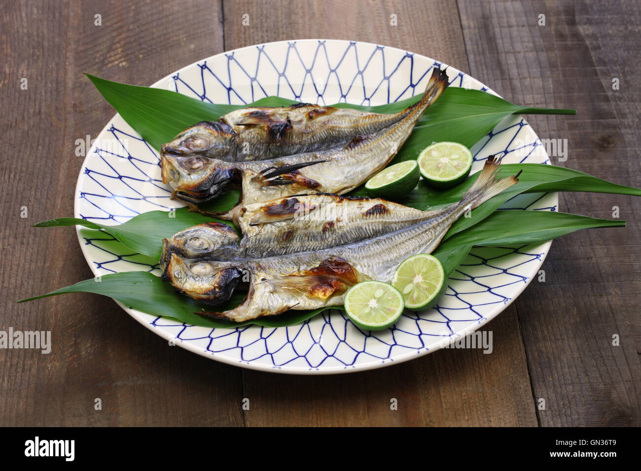 grilled fish ( horse mackerel ), japanese cuisine Stock Photo