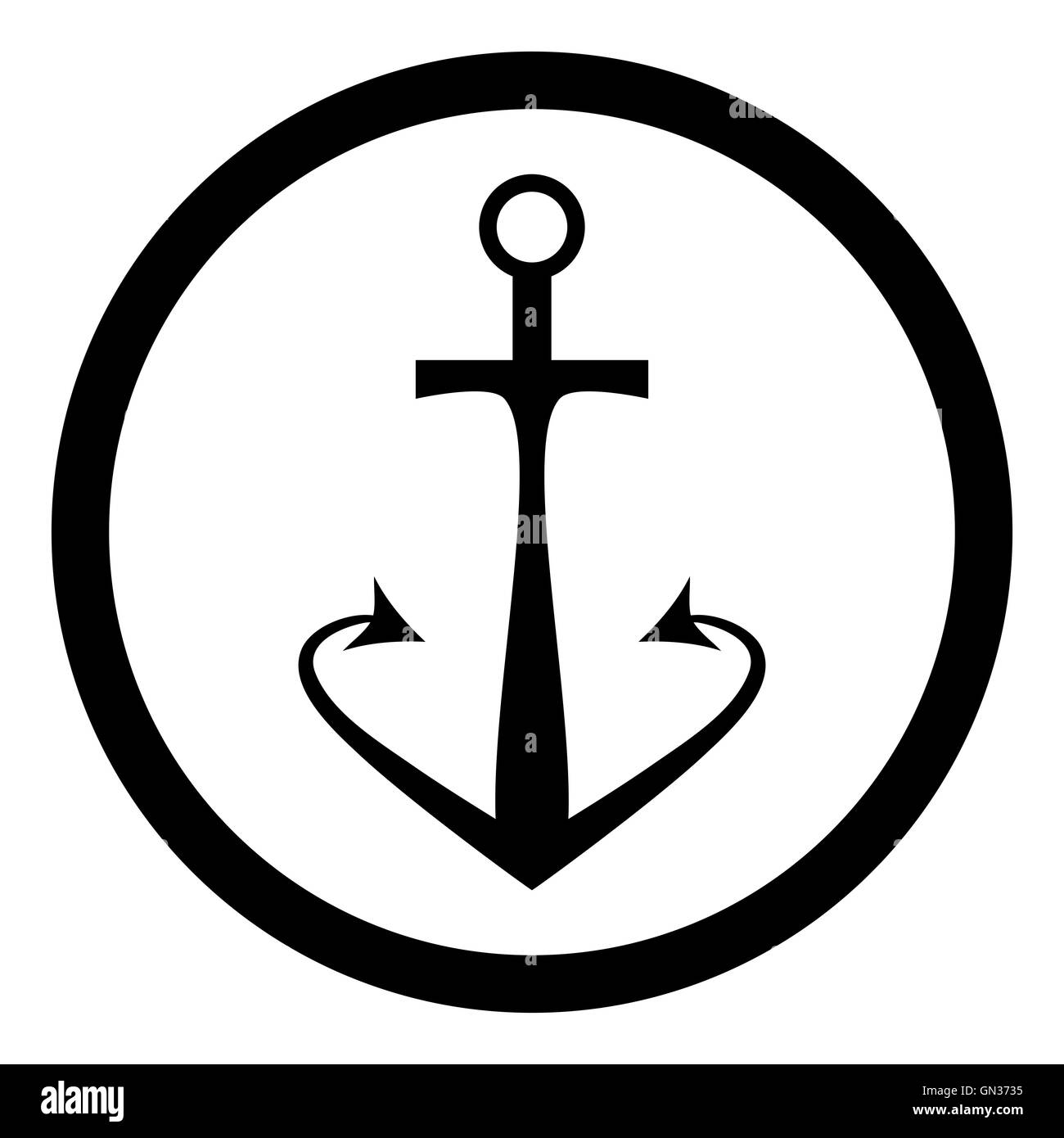 Black anchor icon with sharp hool. Vector illustration Stock Photo