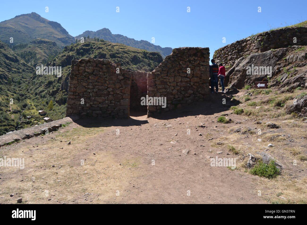 Pisac Inca ruins, Pisac, Cusco, Peru Stock Photo