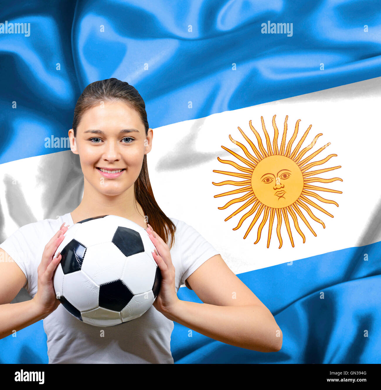 Proud woman football fan of Argentina Stock Photo - Alamy